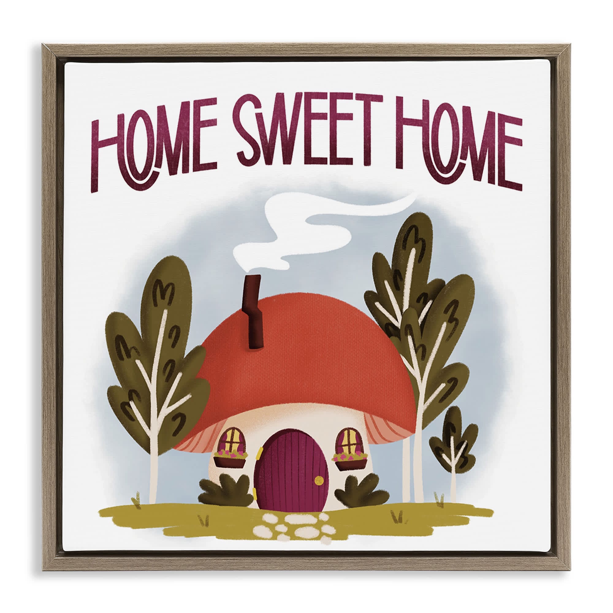 Stupell Industries BT-440-FFE-17X17 Sweet Home Mushroom Cottage Floating Frame design by Sarah Hickman