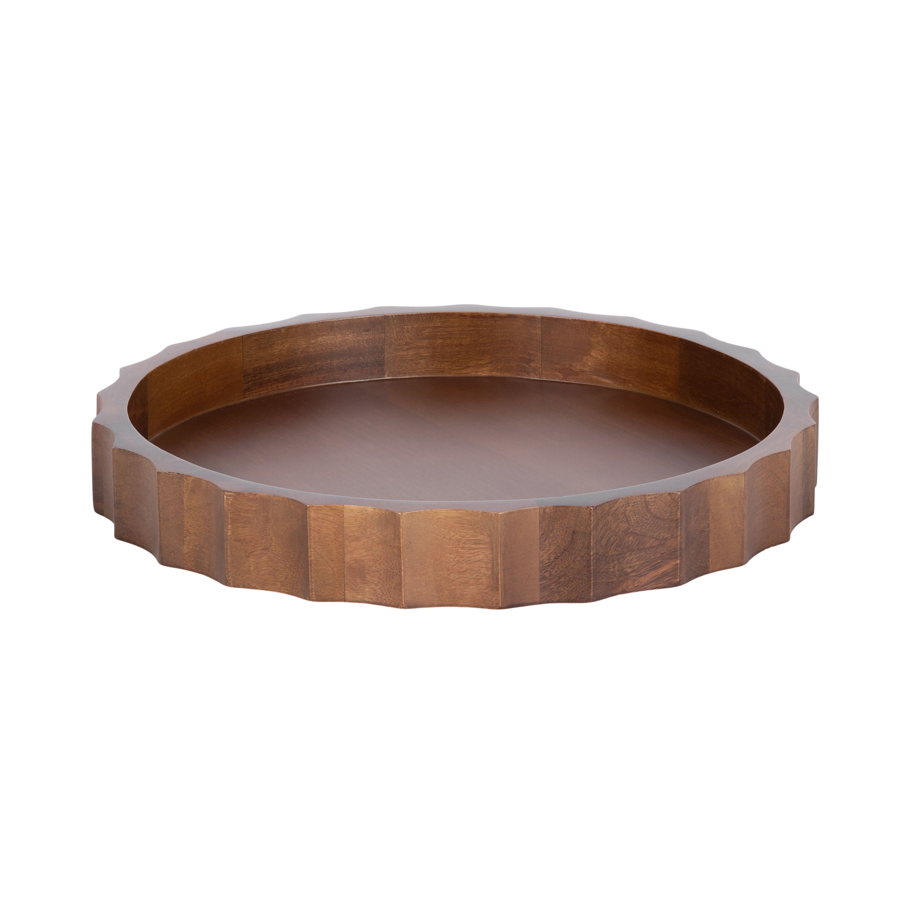 Kate and Laurel 227594 Lissi 15.00-in x 15.00-in Walnut Brown Round Serving tray
