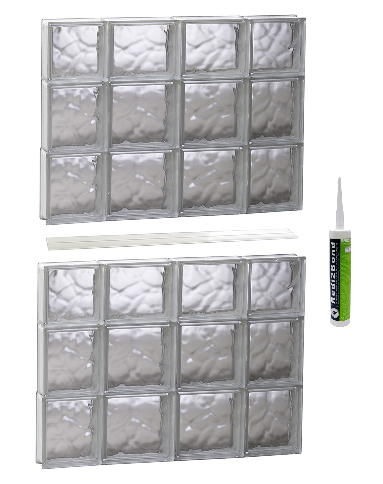 REDI2SET S2844DC Wavy Glass 27-in x 42-1/2-in Frameless Replacement Glass Block Window