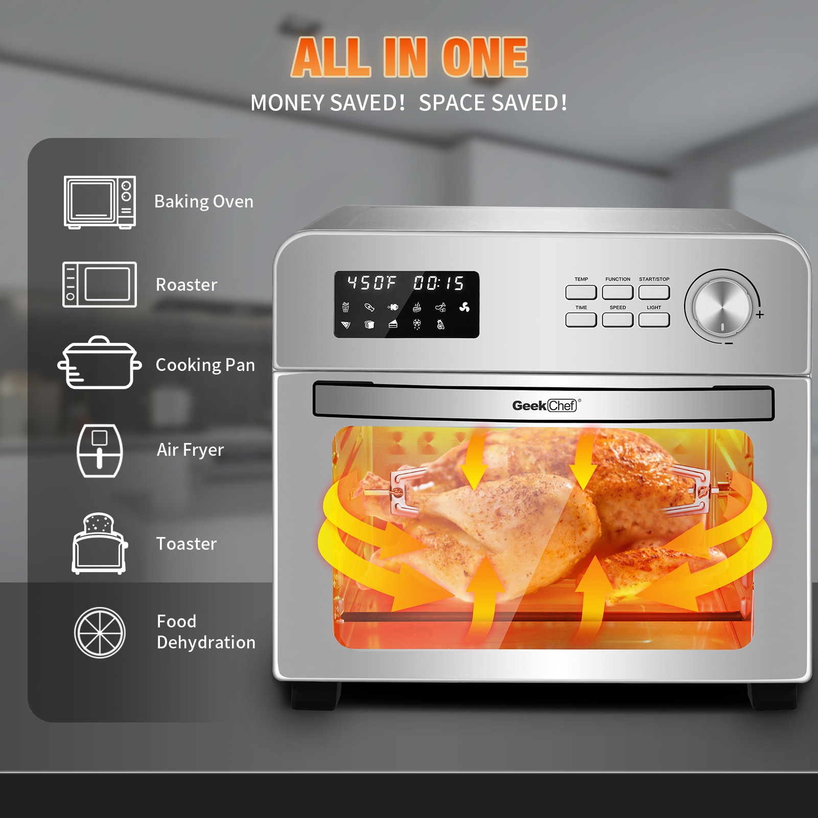 Fryer Oven ,32QT X-Large Air Fryer Toaster Oven Stainless Steel Air Fryer  Rotisserie Oven Combo 21 IN 1 Countertop Oven Dual Coo - AliExpress