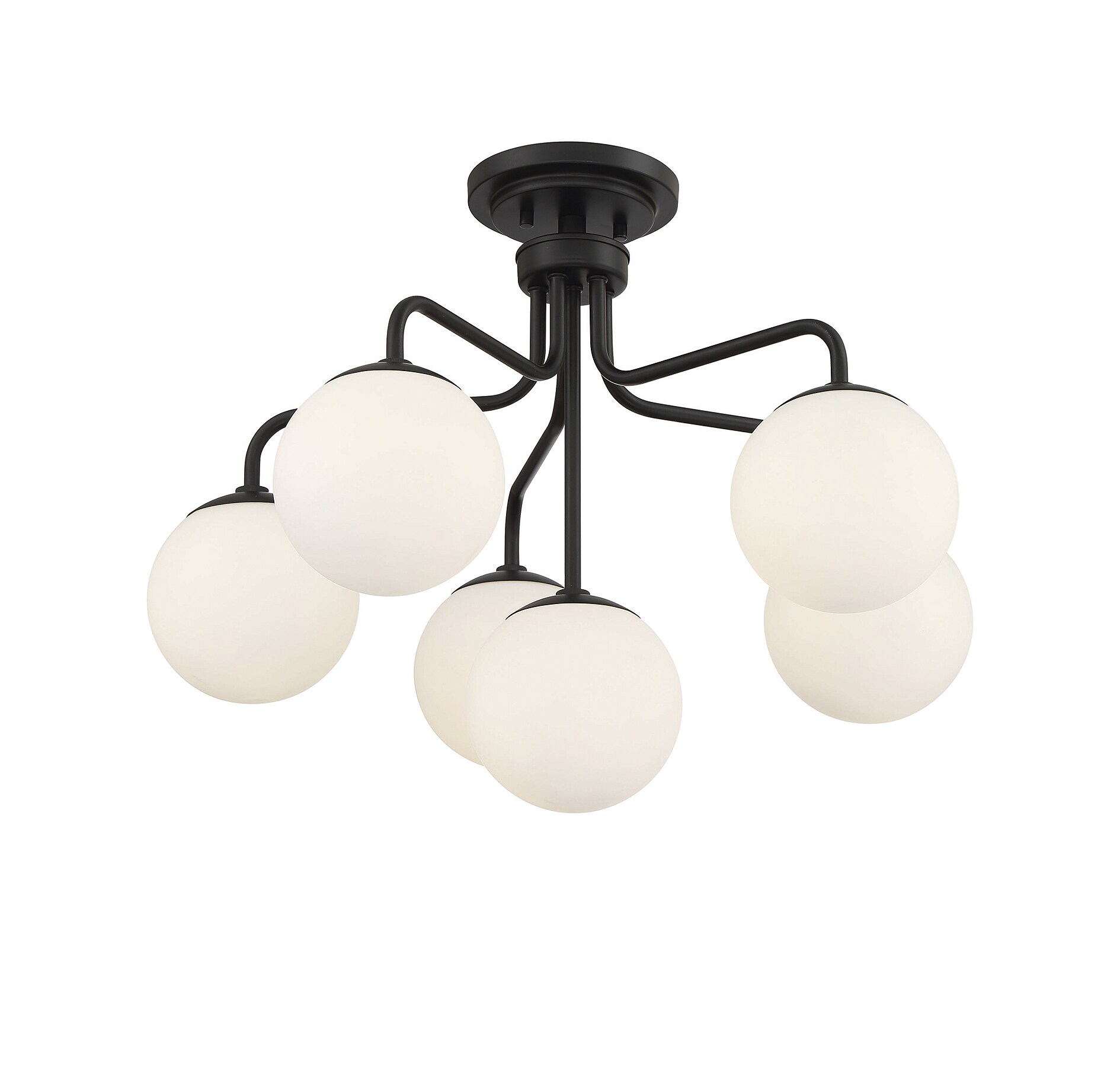 Matte Black Mid-Century Modern 6-Light Semi-Flush Mount