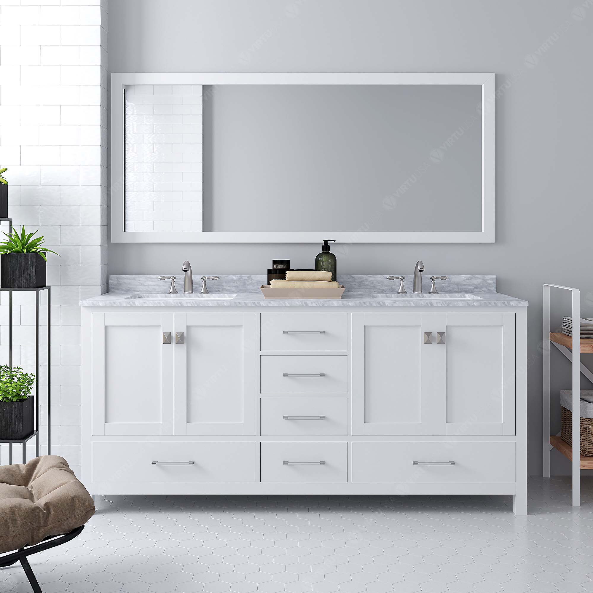 Virtu USA Caroline Avenue 72-in White Undermount Double Sink Bathroom ...