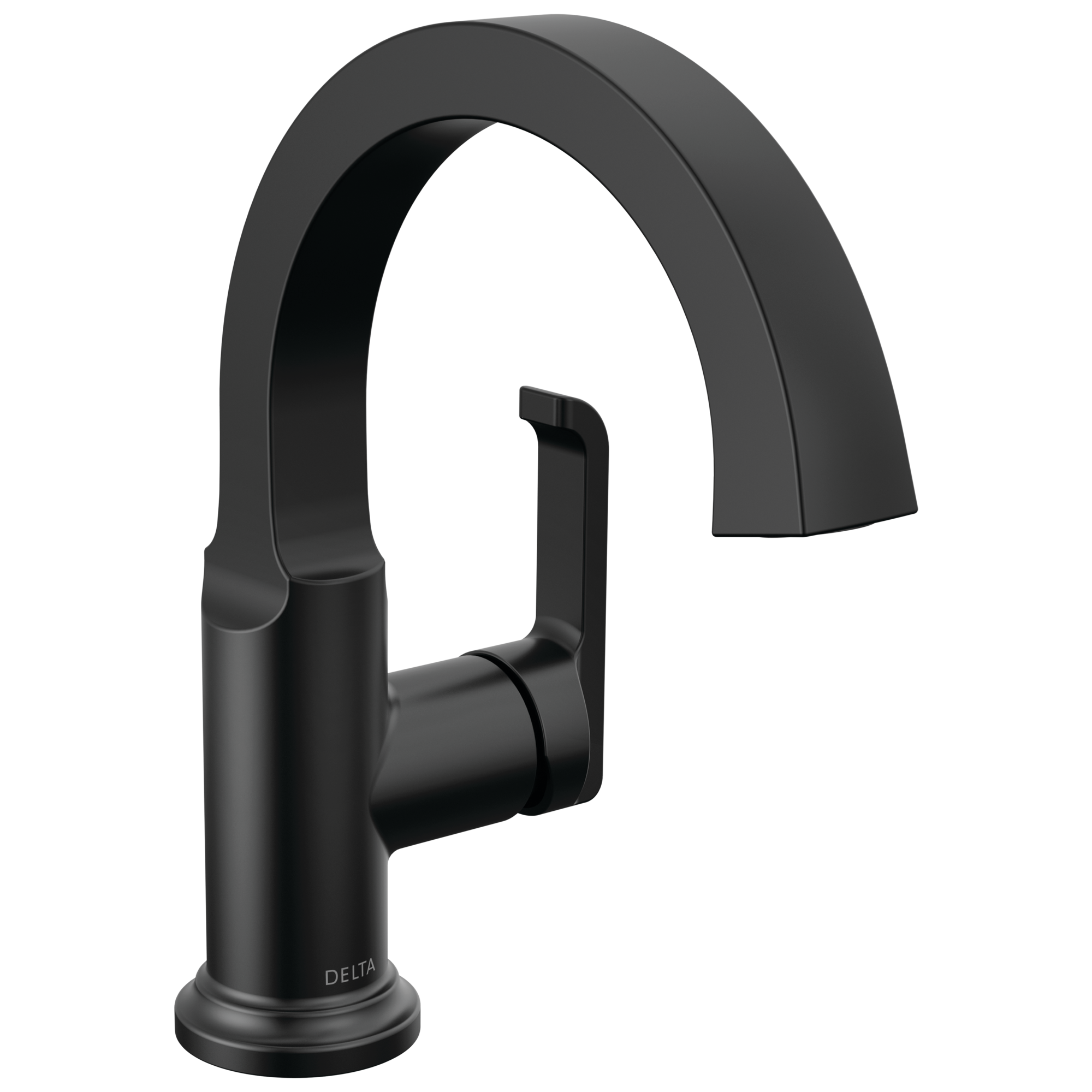 Delta 588SH-BL-DST Tetra Matte Black Single hole 1-handle WaterSense High-arc Residential Handle Bathroom Sink Faucet with Drain
