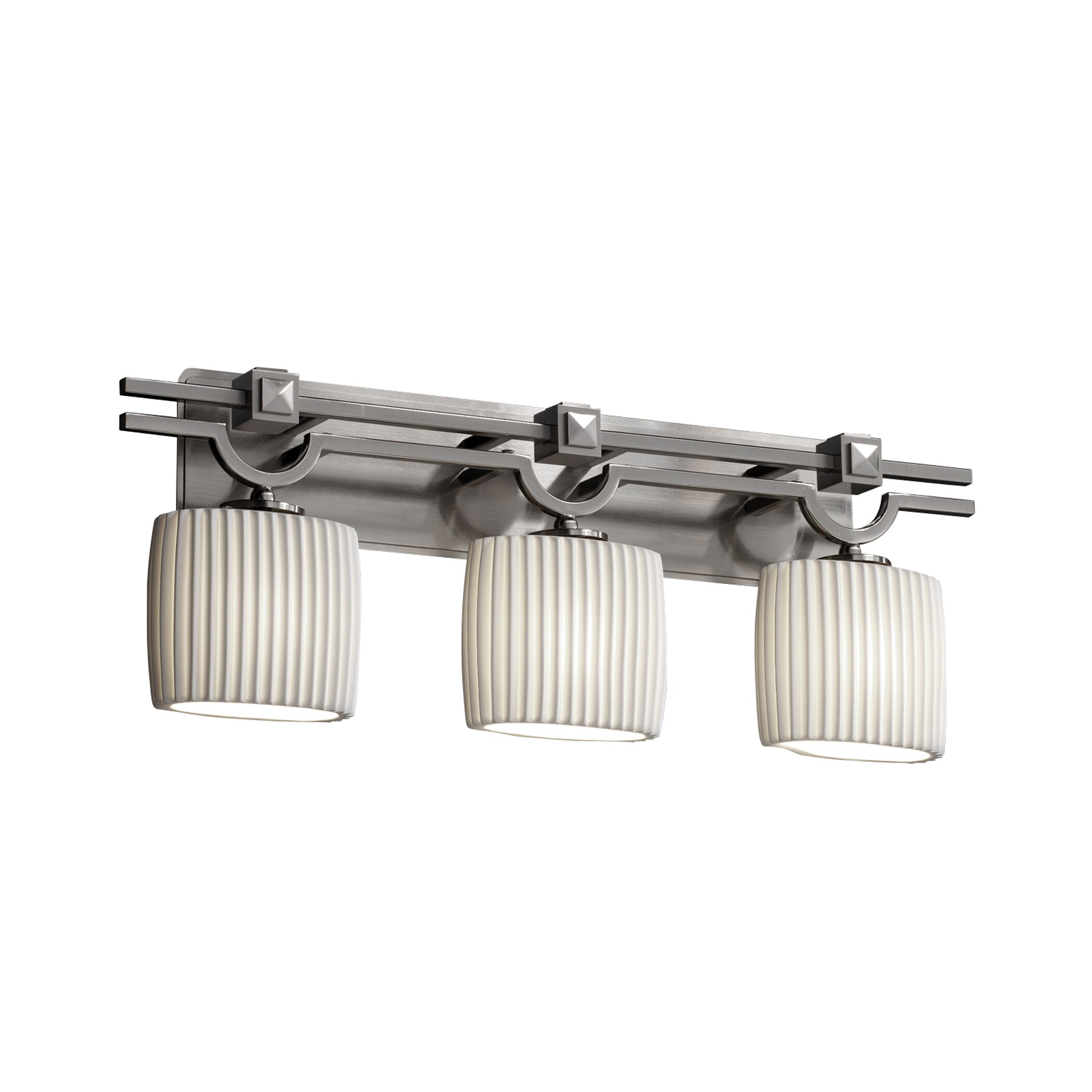 Justice Design Group POR-8503-30-PLET-NC Limoges 29-in 3-Light Brushed Nickel Transitional Vanity Light