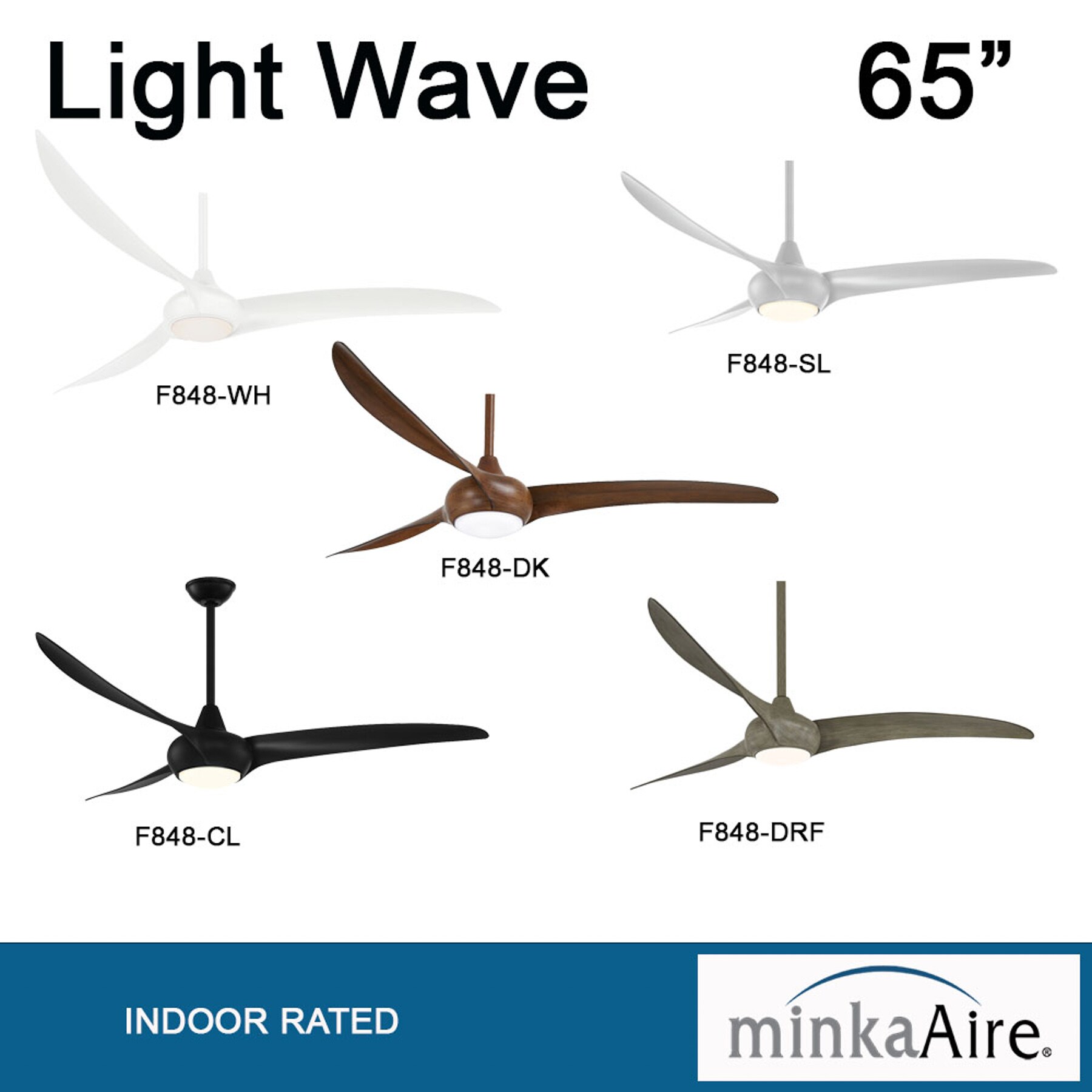 Minka Aire Light Wave 65-in Black LED Indoor Propeller Ceiling Fan with  Light Remote (3-Blade)