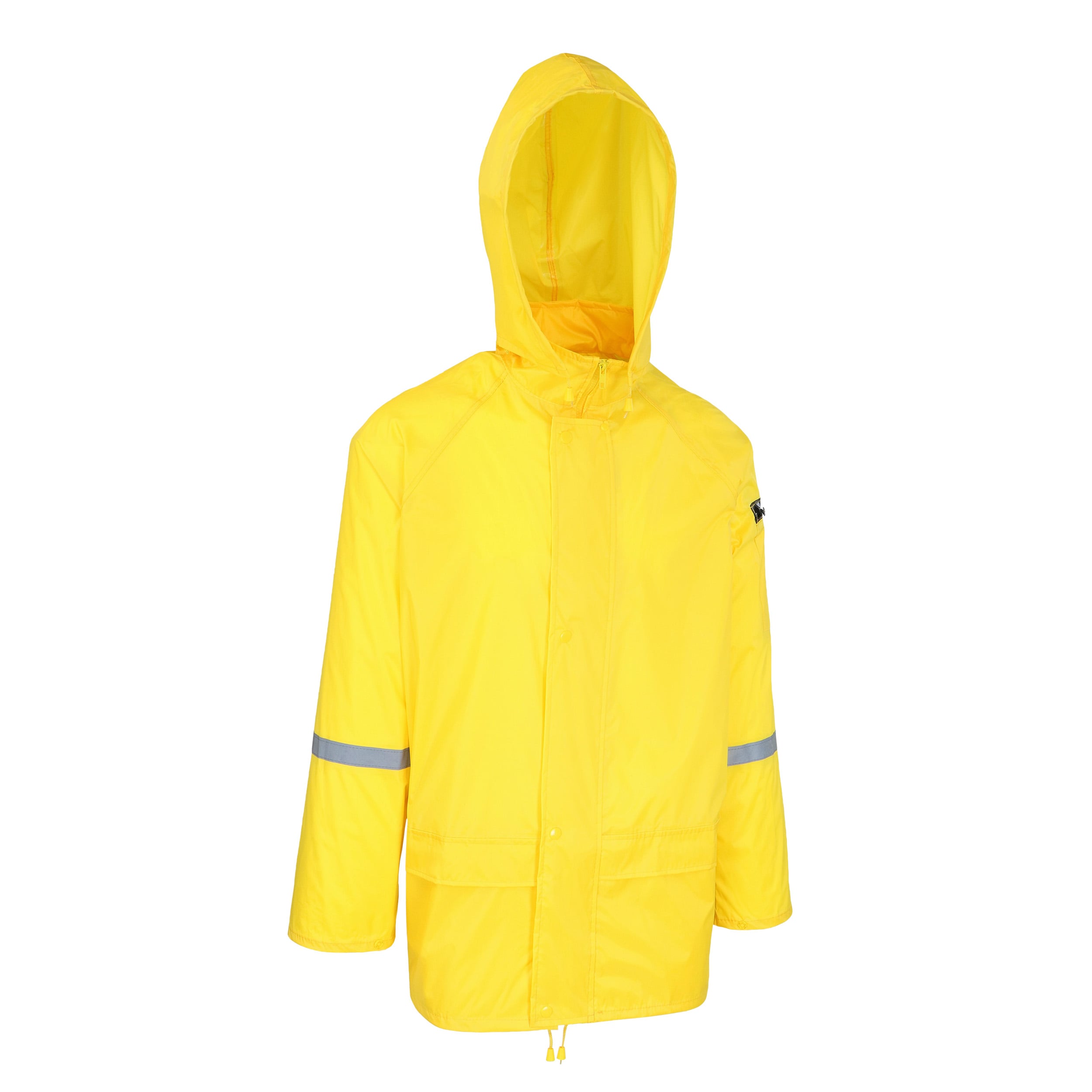 Safety Works Men's Yellow Hooded Rain Jacket (Large) in the Work