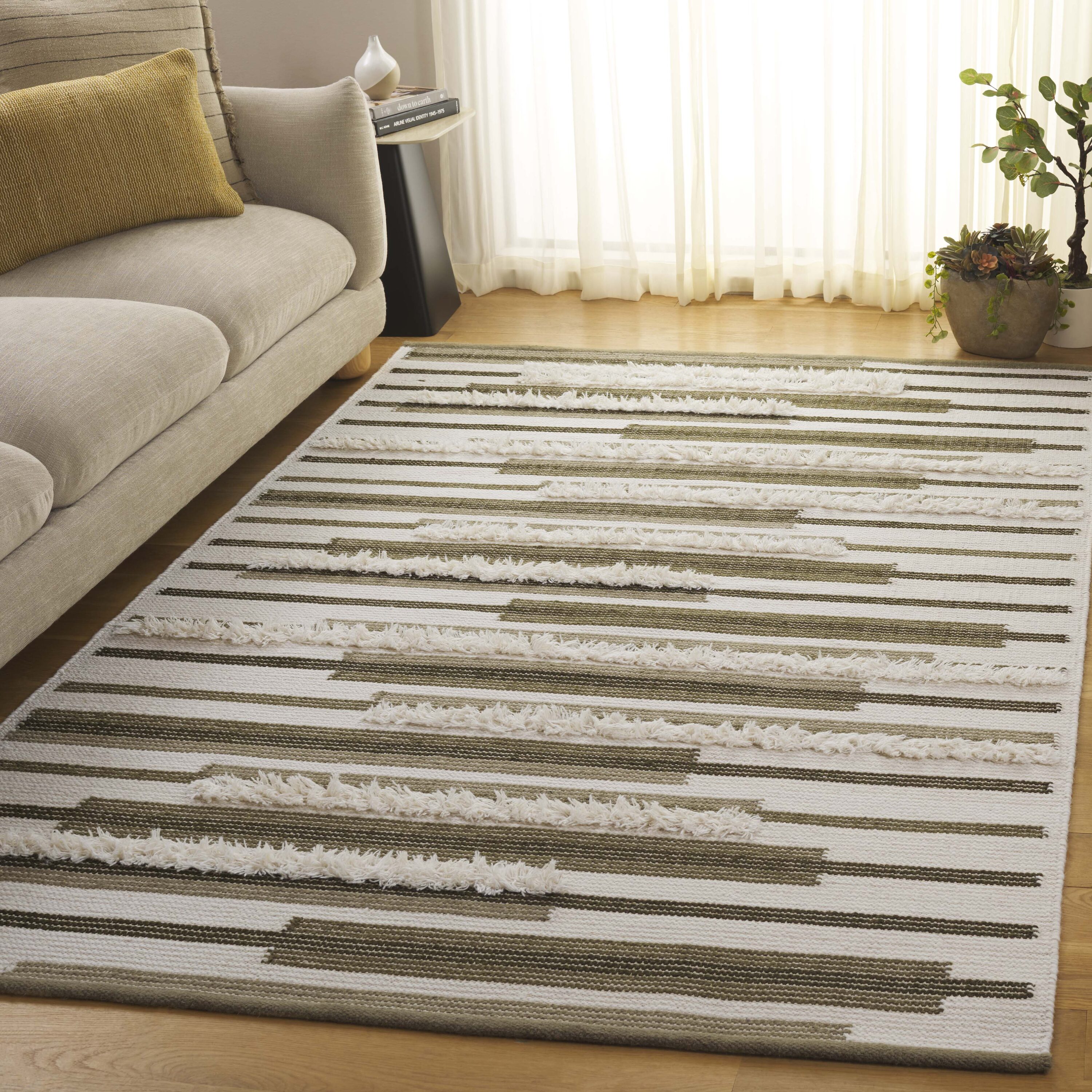  Kenya 279 Olive/Ivory Contemporary 4Ft x 6Ft Small Rectangle Rug