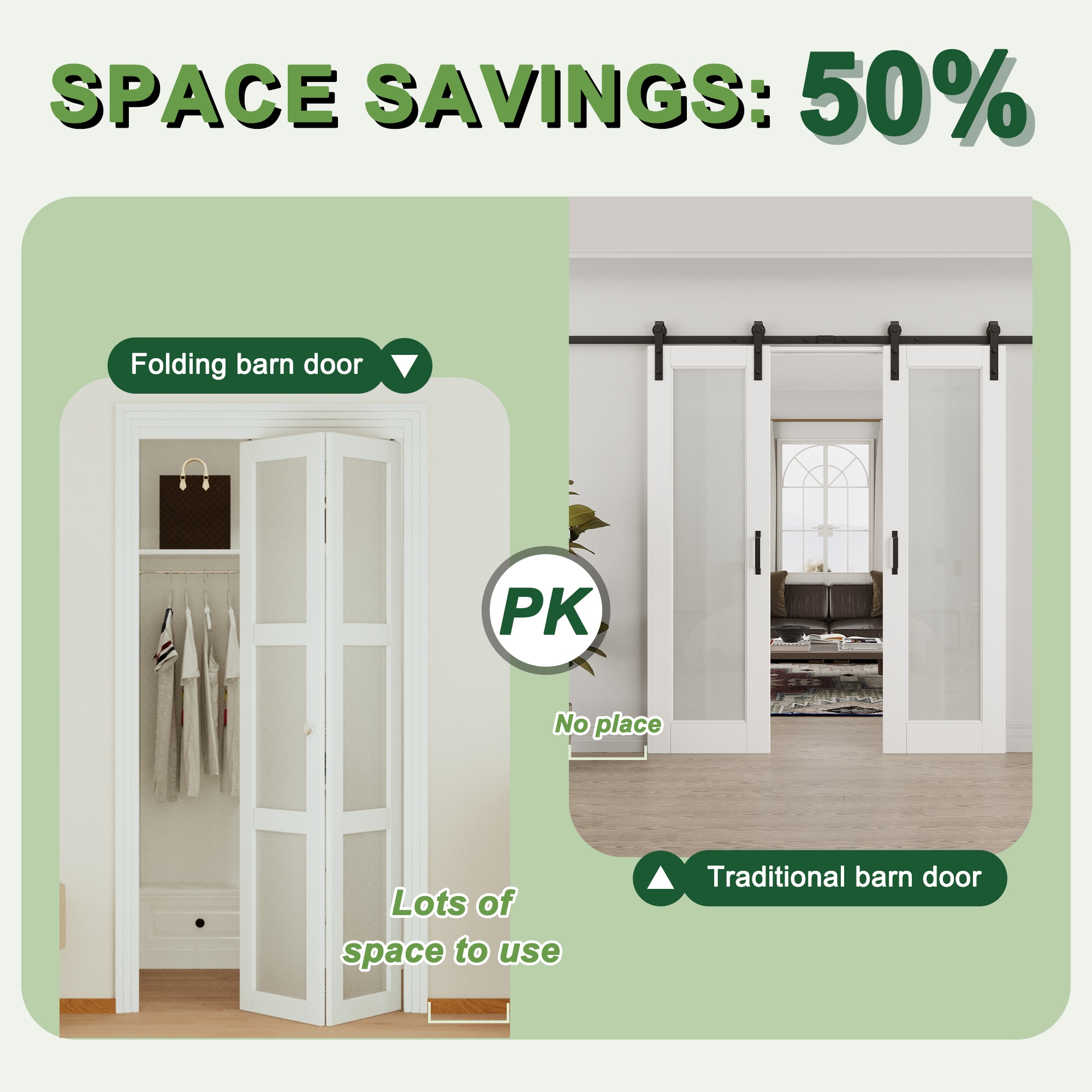 JUJUBON IN-CD-BIPW-3L-BF-30R Bifold-Sliding-Closet-Doors - View #10