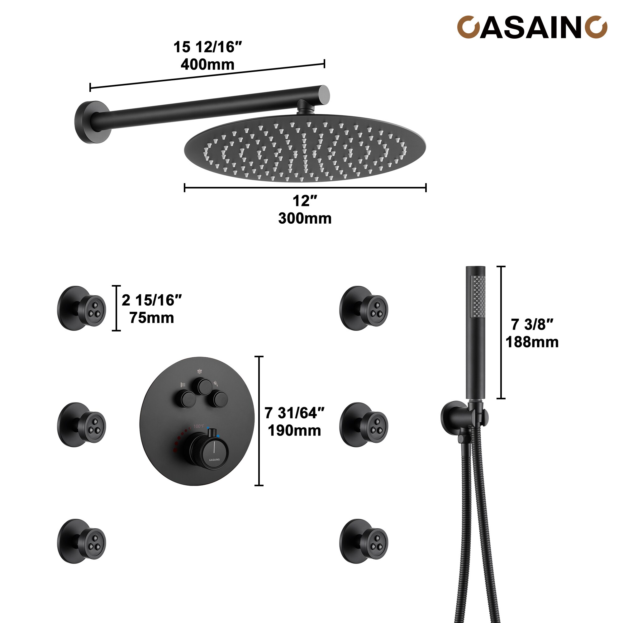 CASAINC CASA08BN-12 Showerhead-Bar-Panels - View #11