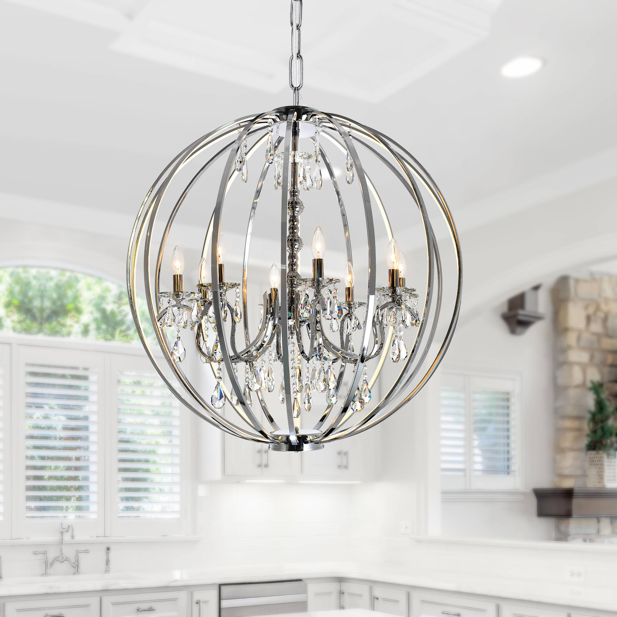 CWI Lighting 5025P34C-8 Abia 8 -Light Chrome Modern/contemporary For Use in Bathrooms, Bedrooms, Dining Rooms, Foyers, Kitchens, Living Rooms Chandelier
