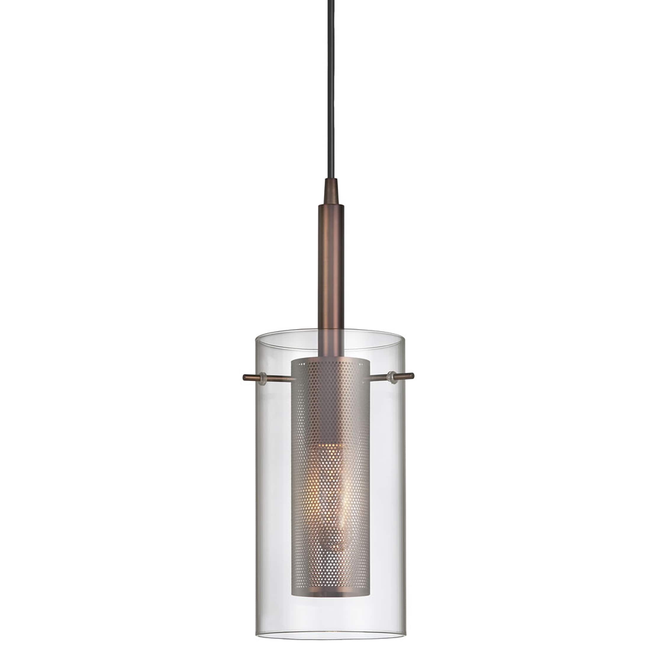 Dainolite 30961-CM-OBB Percy 1 -Light Oil Brushed Bronze Modern/contemporary Clear glass Cylinder Mini Hanging Pendant light