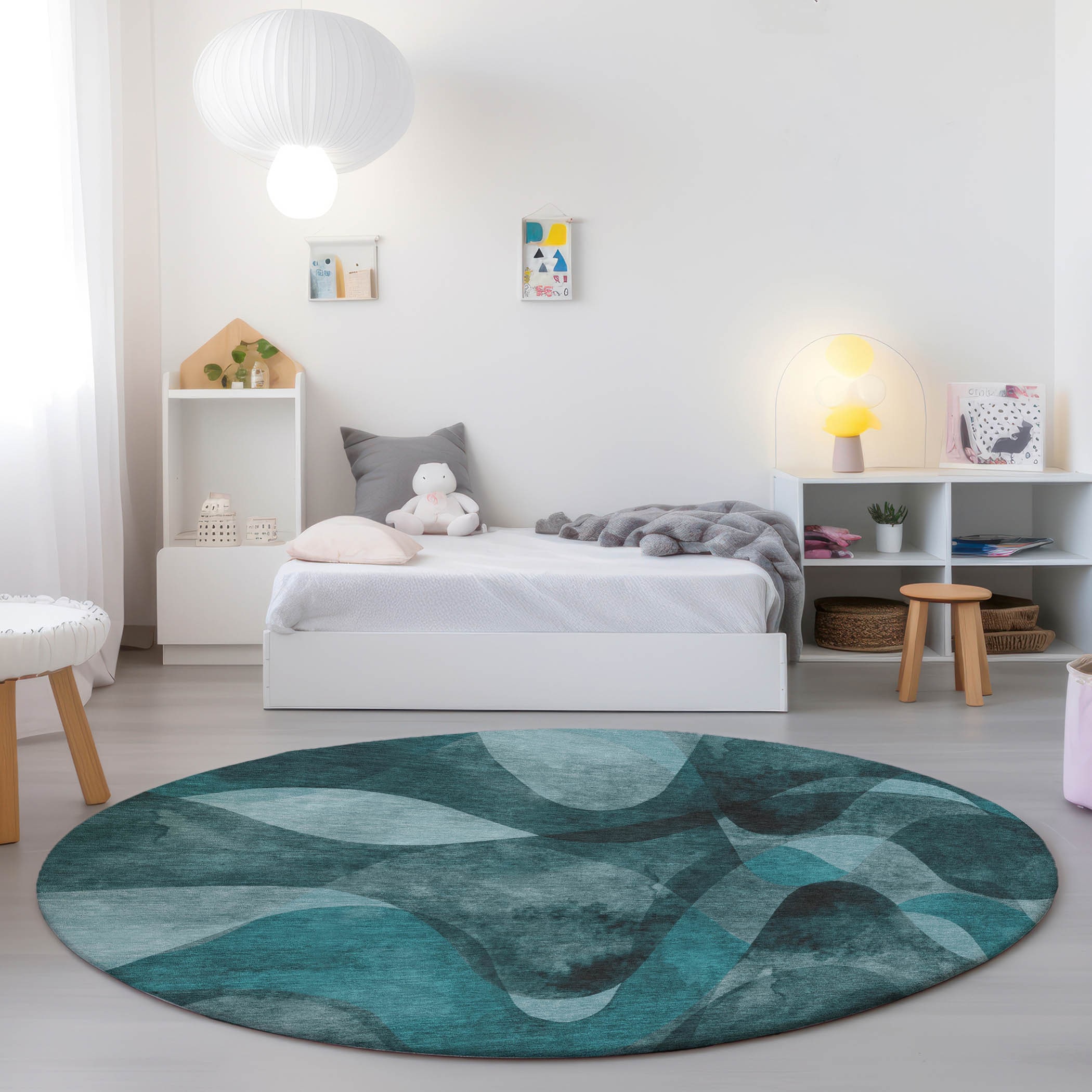 Addison Rugs ACN536TE8RO Chantille 8 x 8 (ft) Polyester Teal Round Indoor/Outdoor Geometric Mid-Century Modern Machine washable Area rug