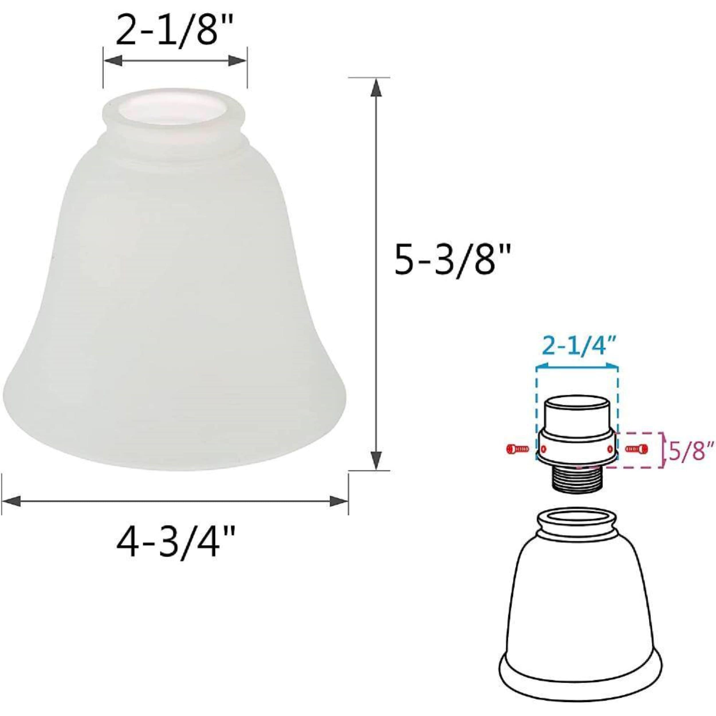 Frosted Glass Bell Ceiling Fan Replacement Shades, Set of 4