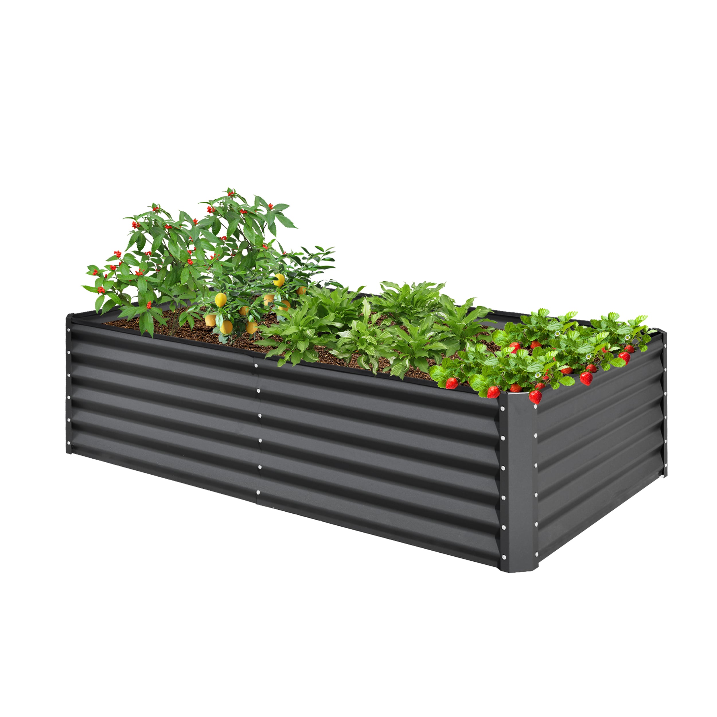 AHIOU HOME ZAAHG-P197984GB 43.7-cu ft 47.25-in W x 94.49-in L x 17.72-in H Gray Galvanized Metal Raised Garden Bed