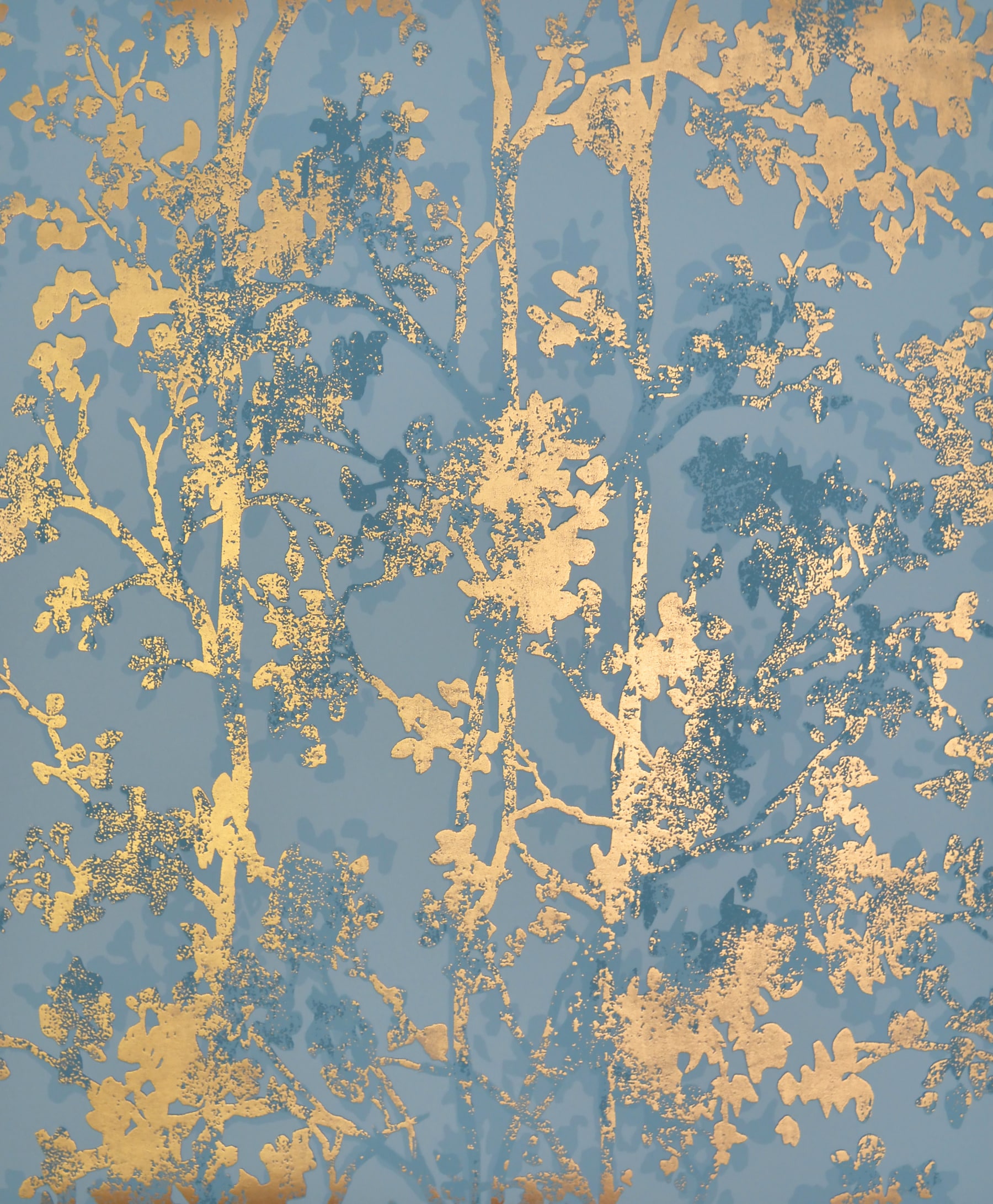 York Wallcoverings NW3581 Antonina Vella Modern Metals 56.9-Sq. Feet Blue Non-woven Ivy/Vines Unpasted Wallpaper
