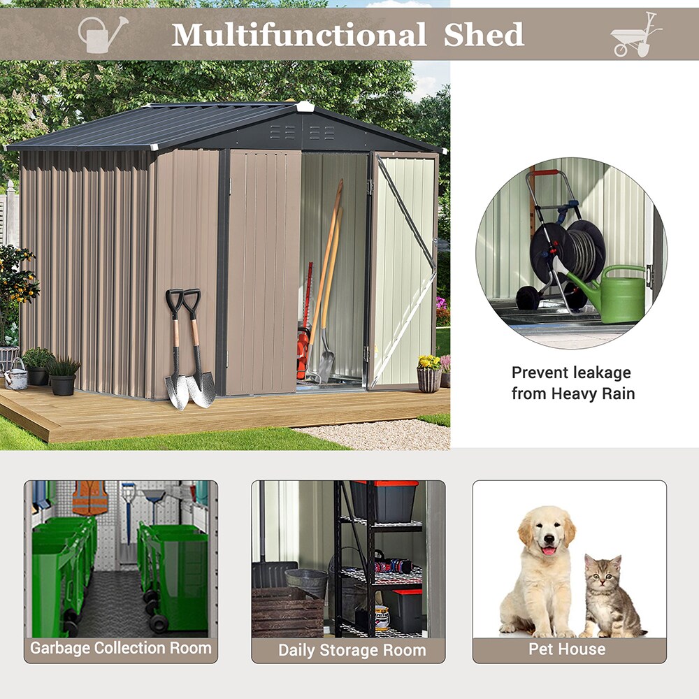 Topcraft 8-ft x 6-ft Galvanized Steel Storage Shed in the Metal Storage ...