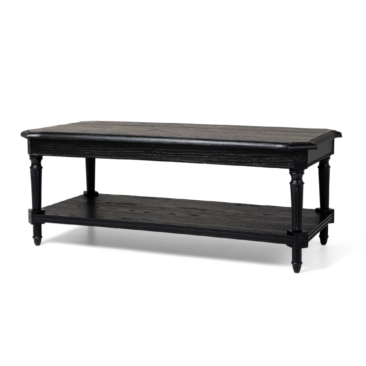 Maven Lane ML352101-WCT-BK Pullman Traditional Rectangular Wooden Coffee Table in Antiqued Black Finish