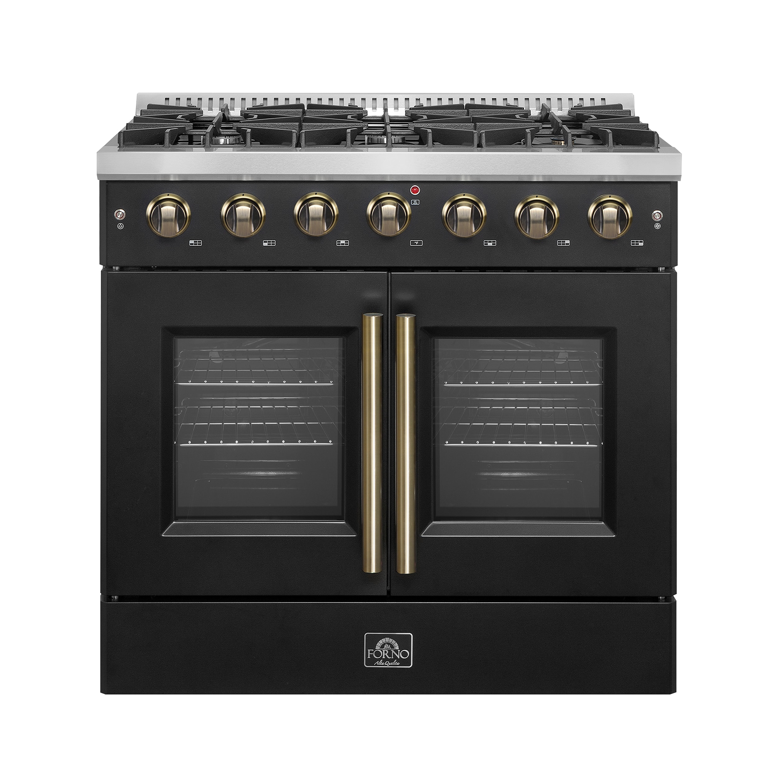 FORNO Galiano 36-in 6 burners 5.36-cu ft Convection Oven Freestanding Natural Gas Range ( Black ) #FFSGS6444-36BLK