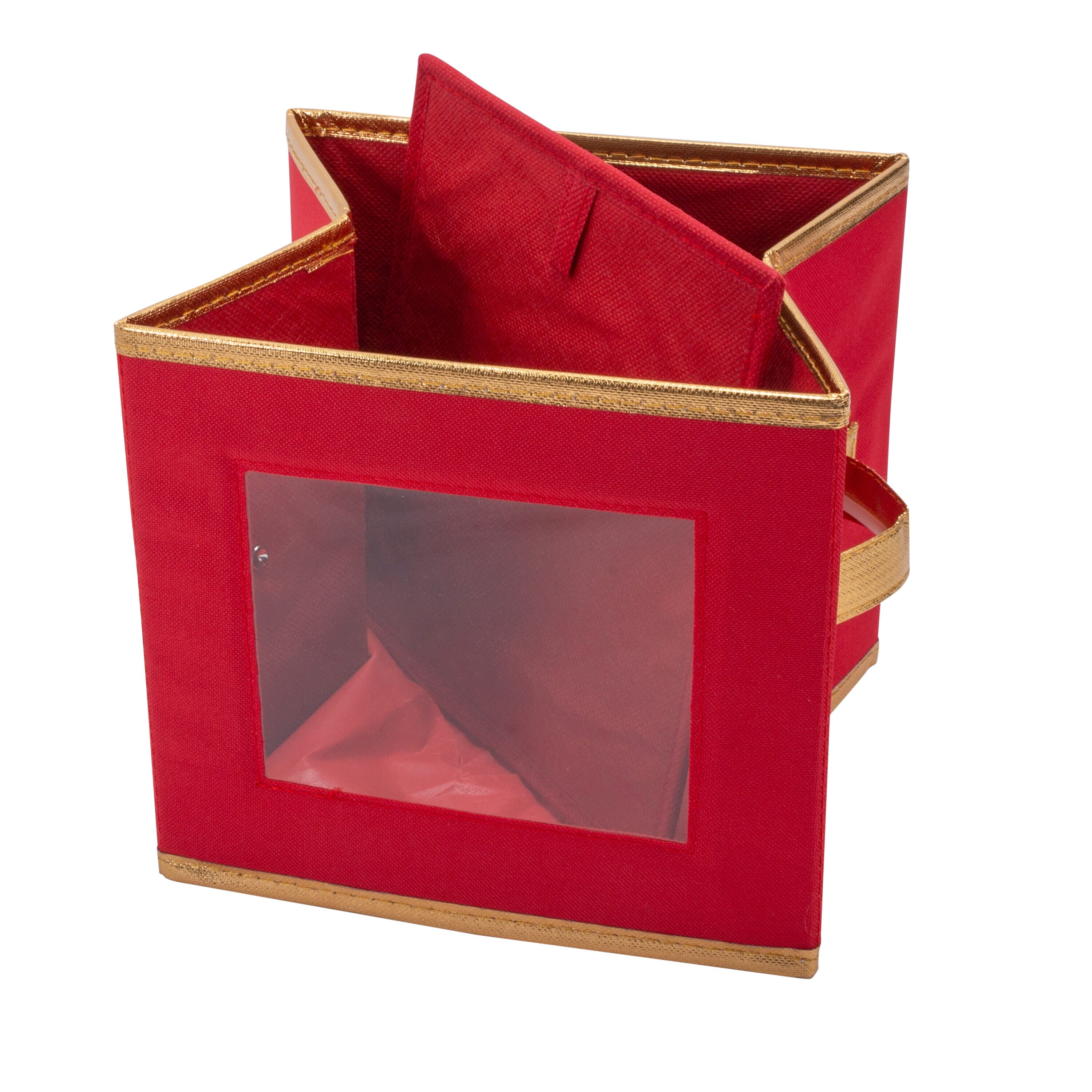 Simplify Holiday Dinner Plate Dinnerware Storage Box with 12 Felt Dividers - Red