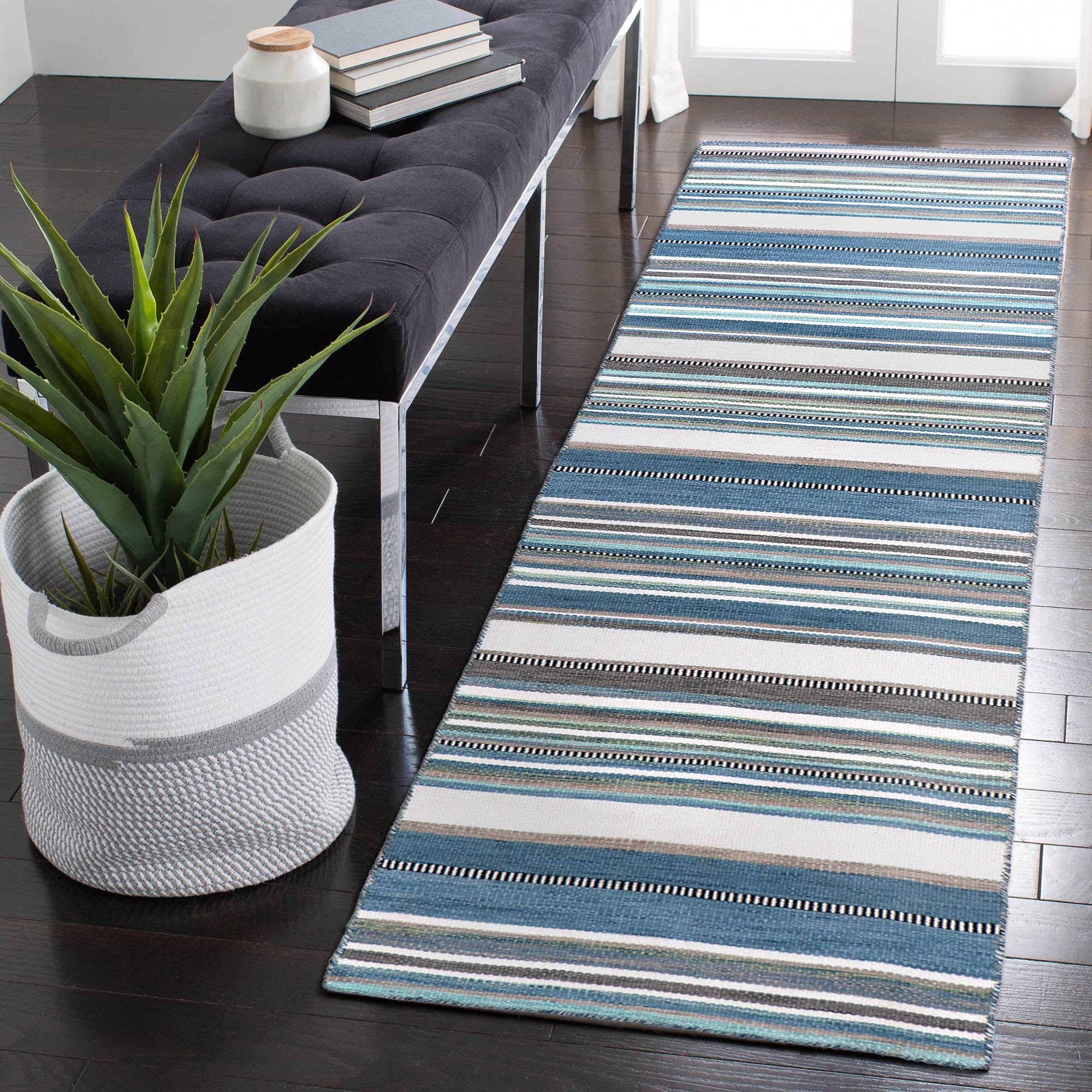 Liora Manne SNOR8625804 Sonoma 2 x 8 (ft) Flatweave Polyester Seascape Rectangular Indoor/Outdoor Stripe Coastal Runner rug