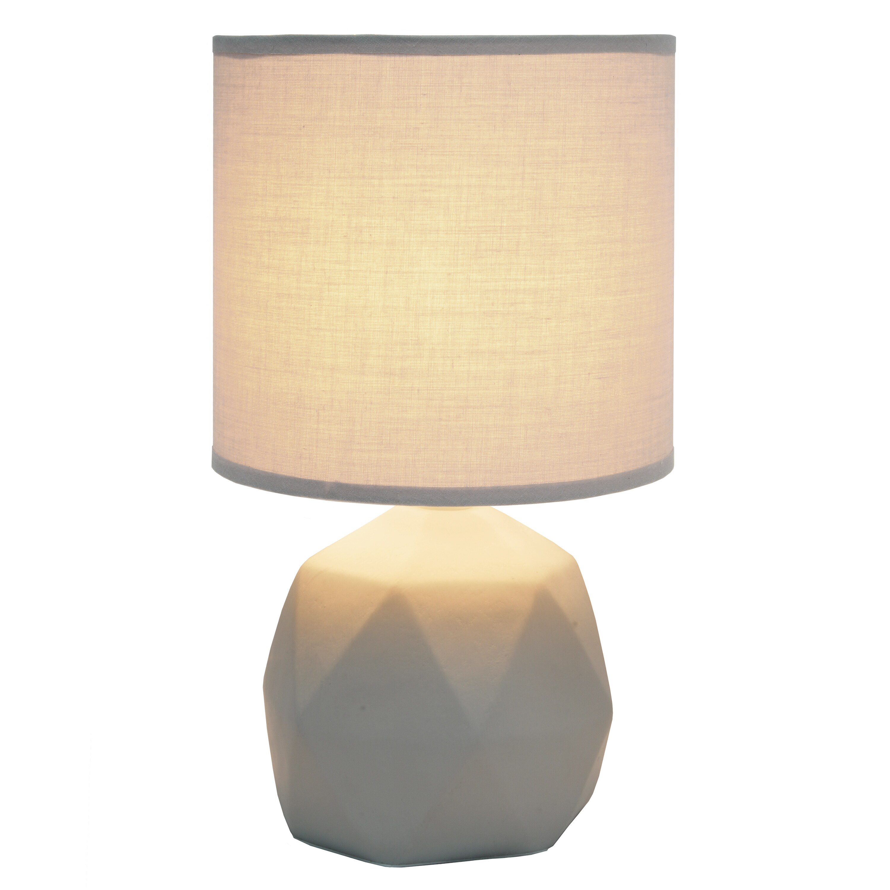 Simple Designs 10.6-in Gray Rotary Socket Table Lamp with Fabric Shade ...