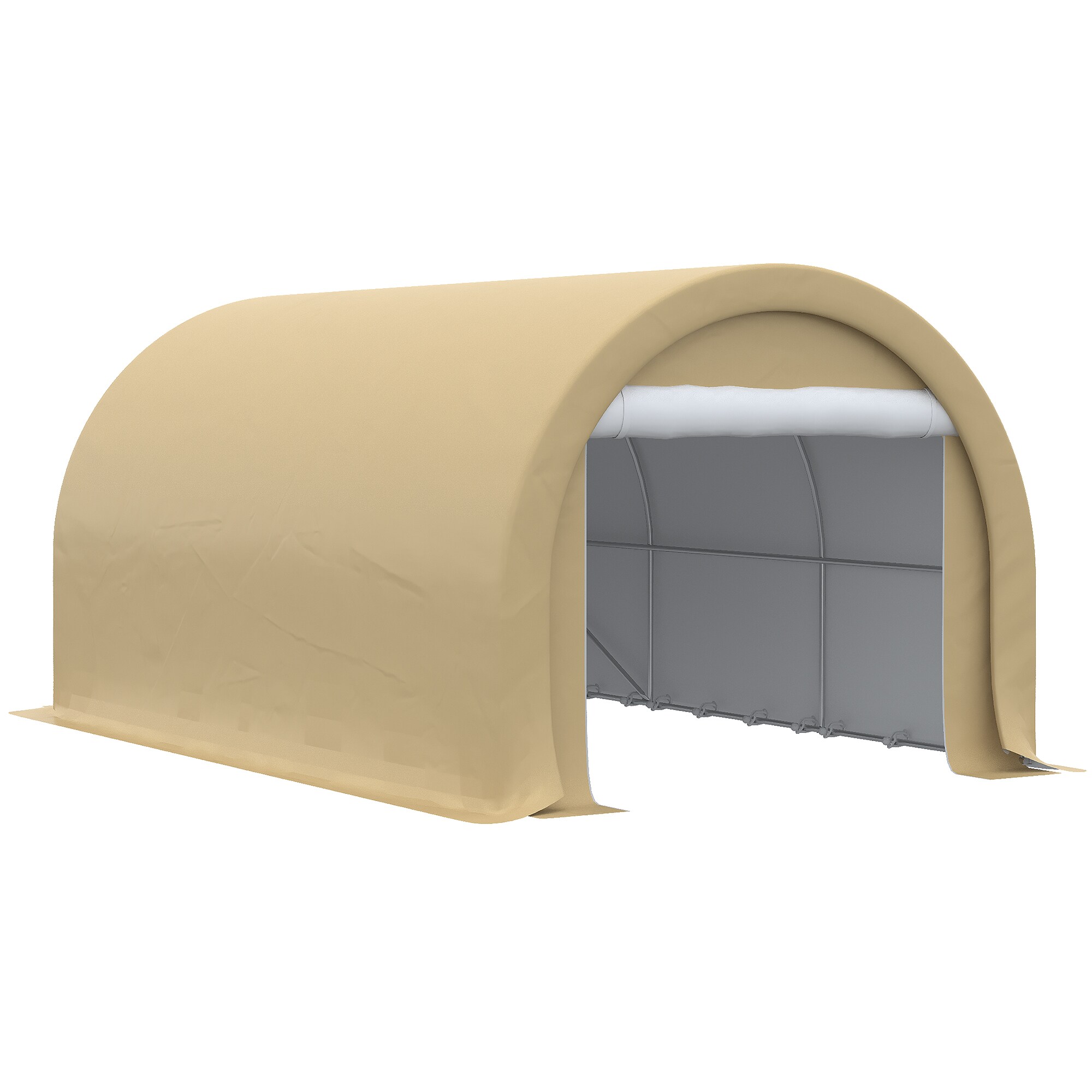 Lycvki CP-11 9.83-Feet W x 16.39-Feet L x 7.875-Feet H Beige Metal Carport with Polycarbonate Roof