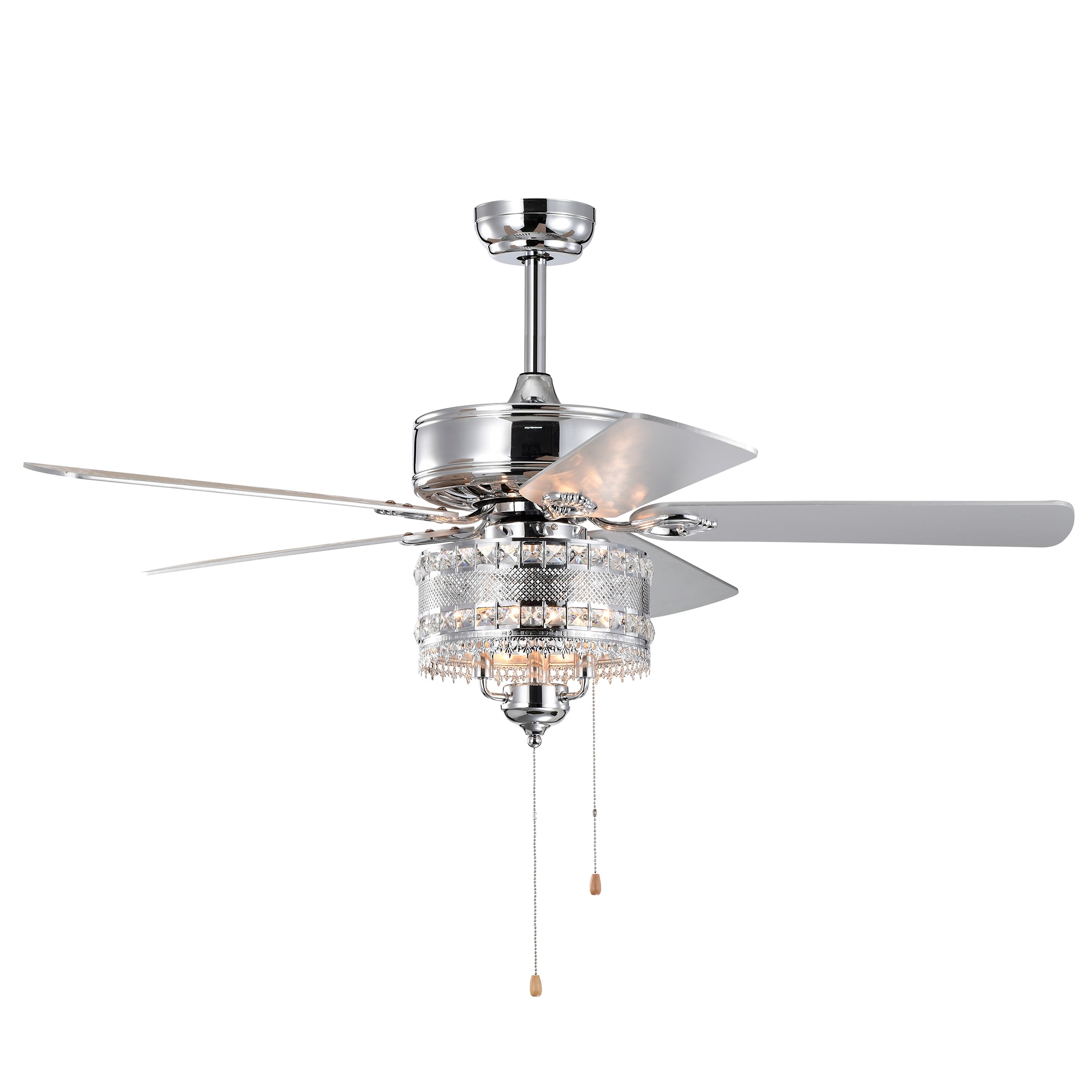 Bybafun YB5700129 52-in Chrome with Finished Blades Ceiling Fan Light Kit Compatible ( 5 -Blade )