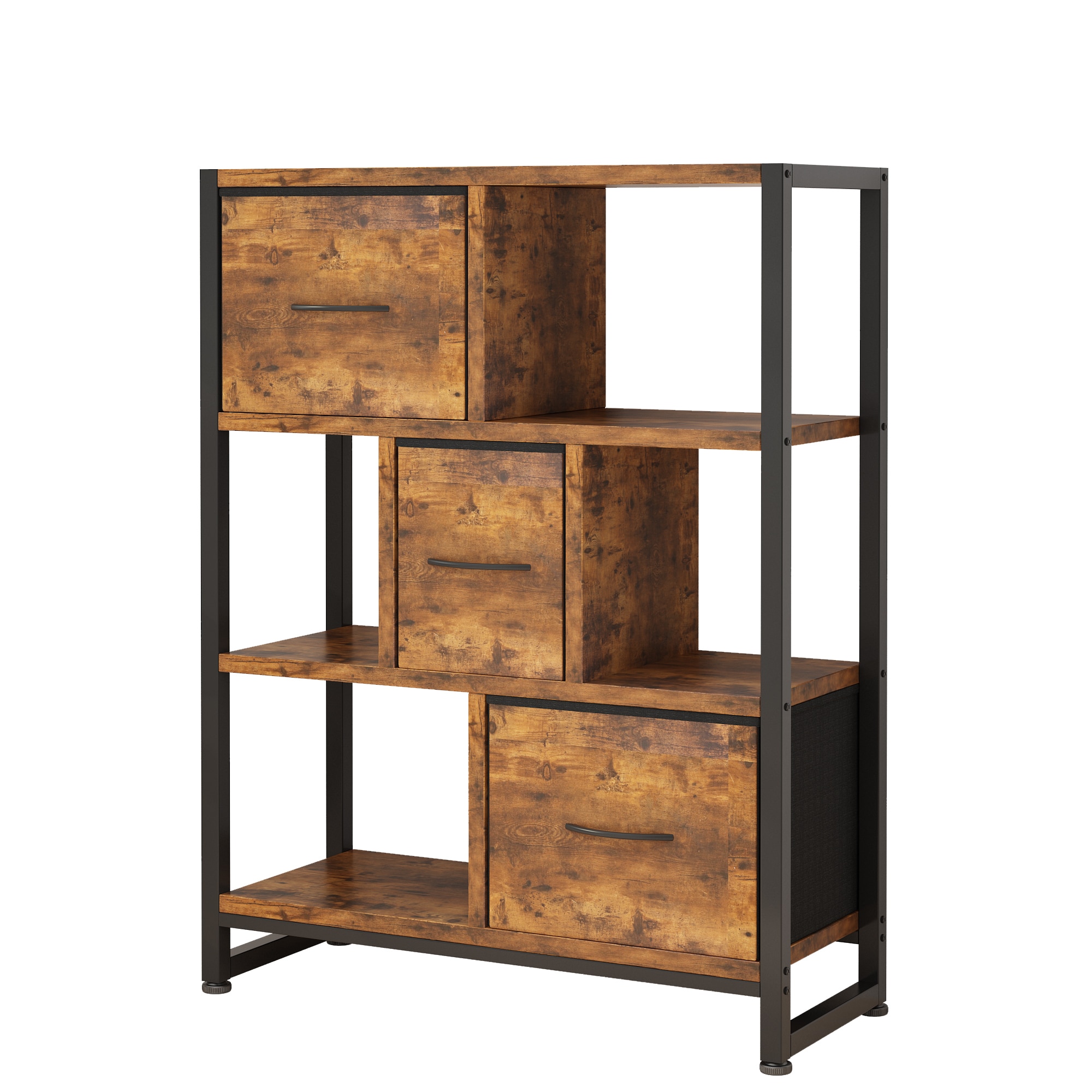 Winado LO1G51000508 Brown Metal 3 -Shelf Modular Bookcase ( 31.5-in W x 40.56-in H x 11.9-in D ) Finished