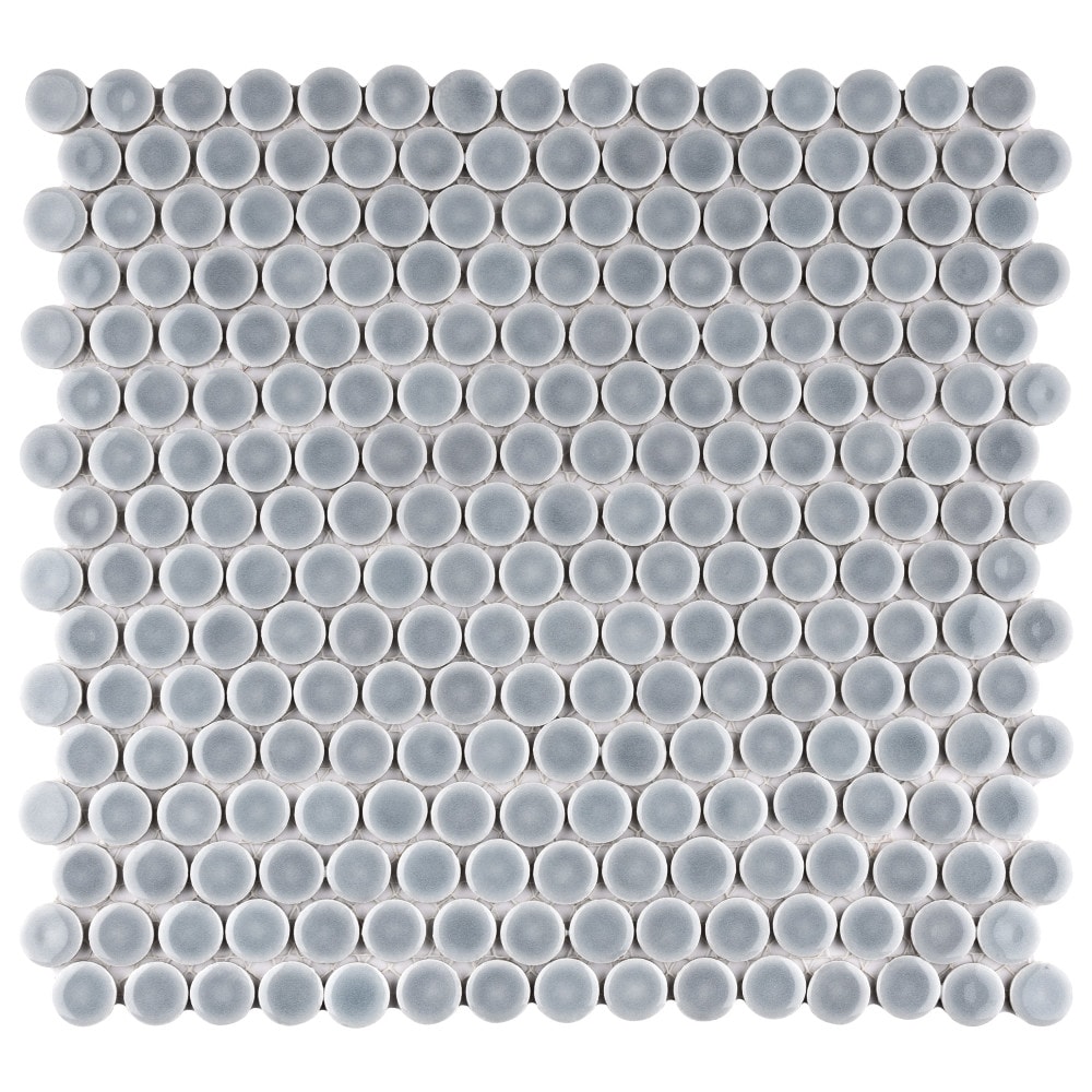 Affinity Tile S1FKOMPR21 Sample - Hudson Penny Round Slate 6-in x 6-in Glossy Porcelain Floor and Wall Tile