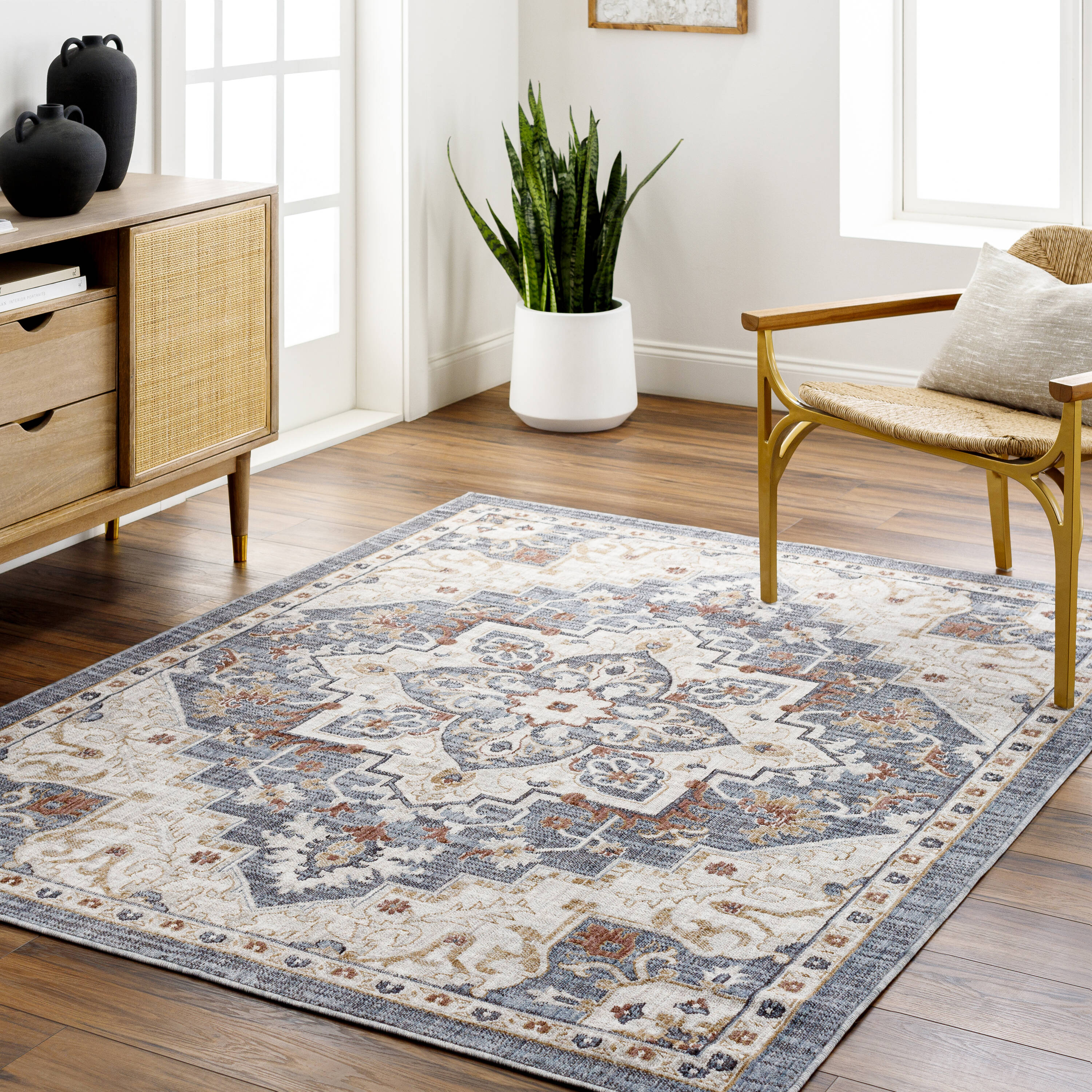 Livabliss JLT2303-71010 Juliet 8 x 10 (ft) Synthetic Dark Blue Rectangular Indoor/Outdoor Medallion Oriental Area rug