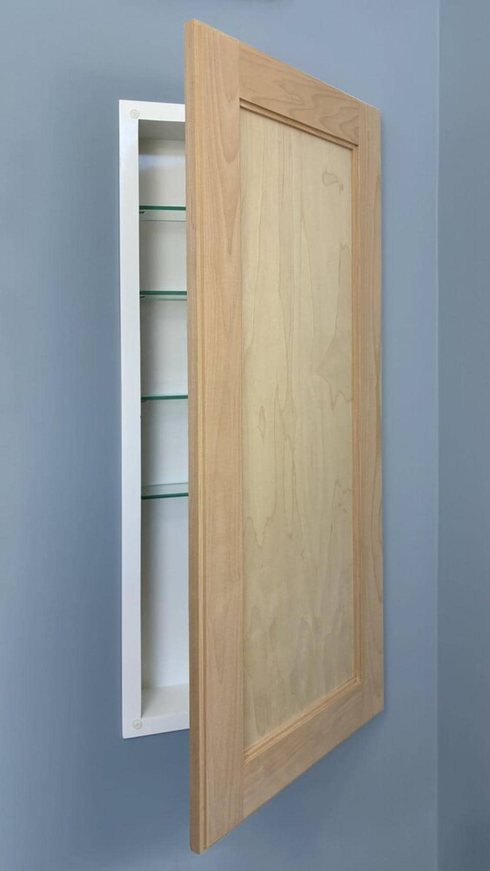 Fox Hollow Furnishings 14x36 Shaker Style Recessed Wood Bathroom Medicine Cabinet - NO Mirror - Shaker Unfinished Solid Flat Panel