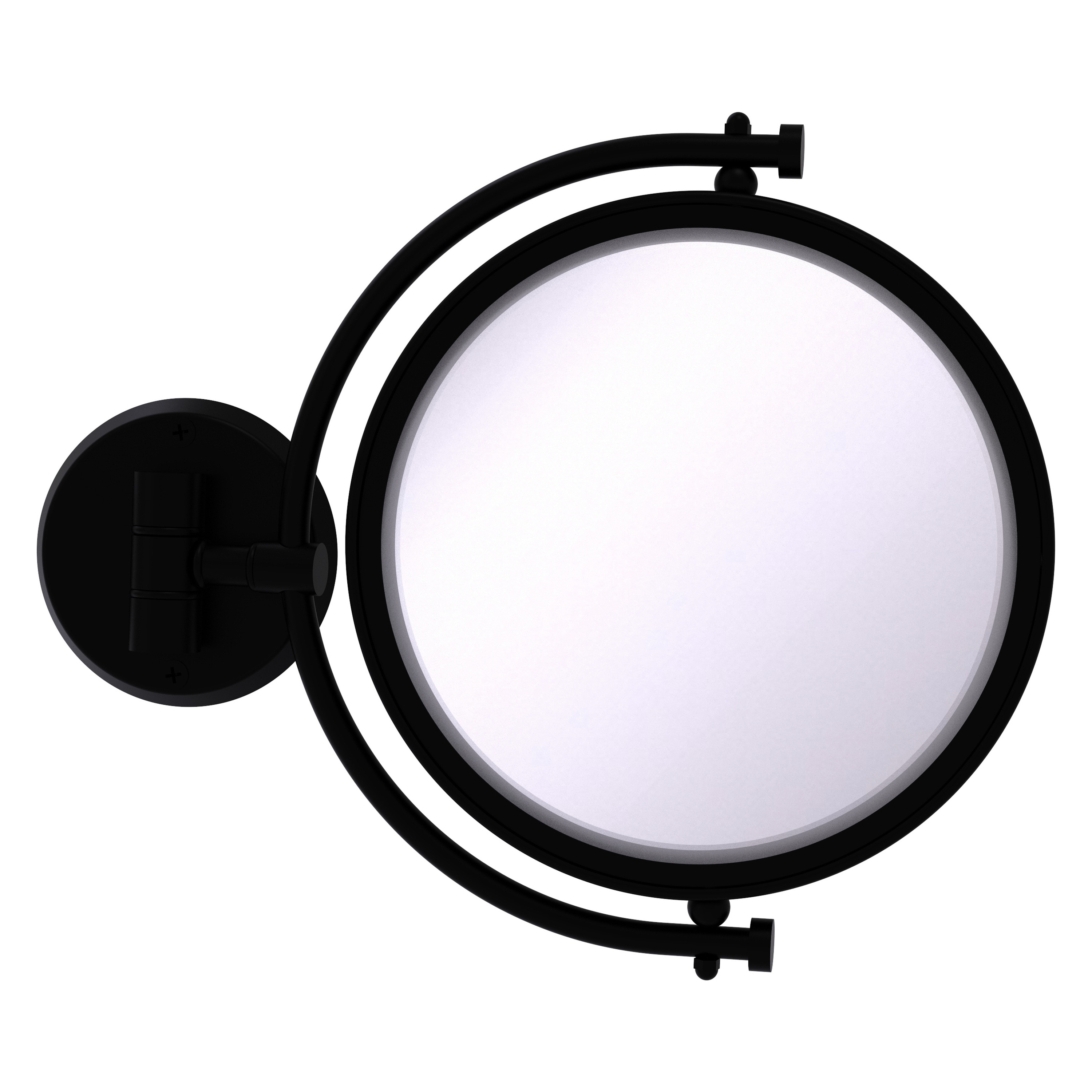 8-in x 10-in Matte Black Double-sided 3X Magnifying Wall-mounted Vanity Mirror | - Allied Brass WM-4/3X-BKM