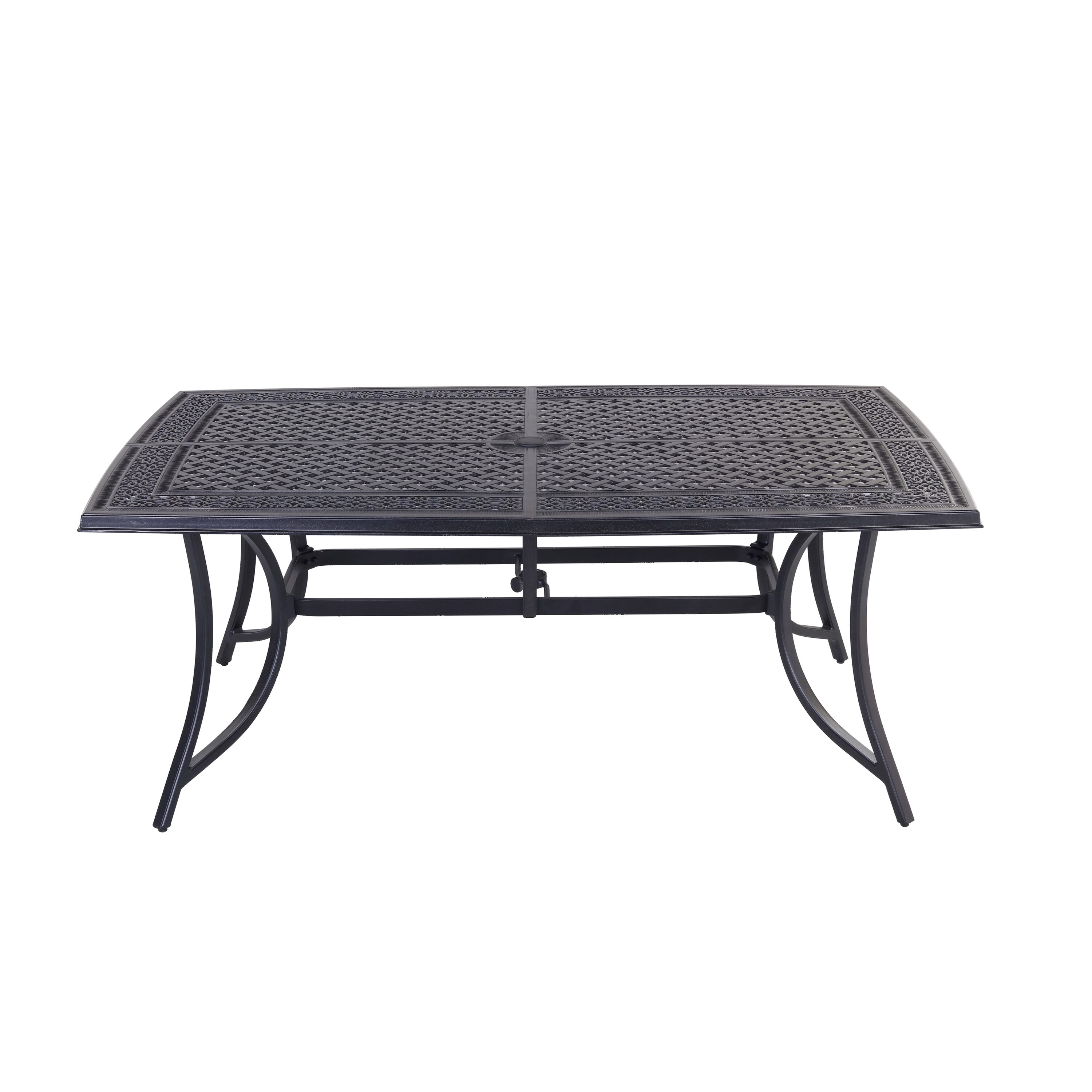 Clihome CL00300601 72x42 in. Outdoor All Cast Aluminum Rectangular Dining Table Rectangle Outdoor Dining Table 42-in W x 72-in L with Umbrella Hole
