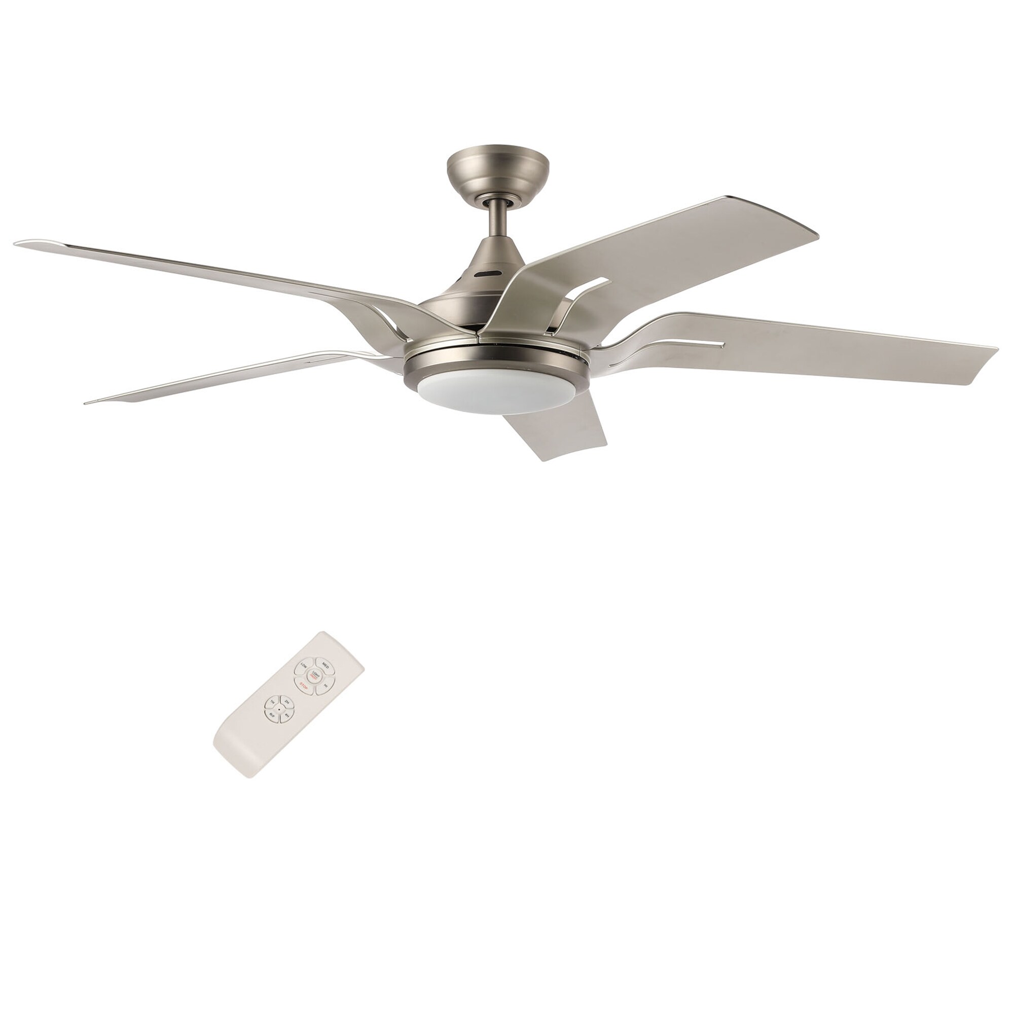 CO-Z CFN-1012-NI 56-in Brushed Nickel Color-changing Integrated LED Indoor Ceiling Fan with Light and Remote (5-Blade)