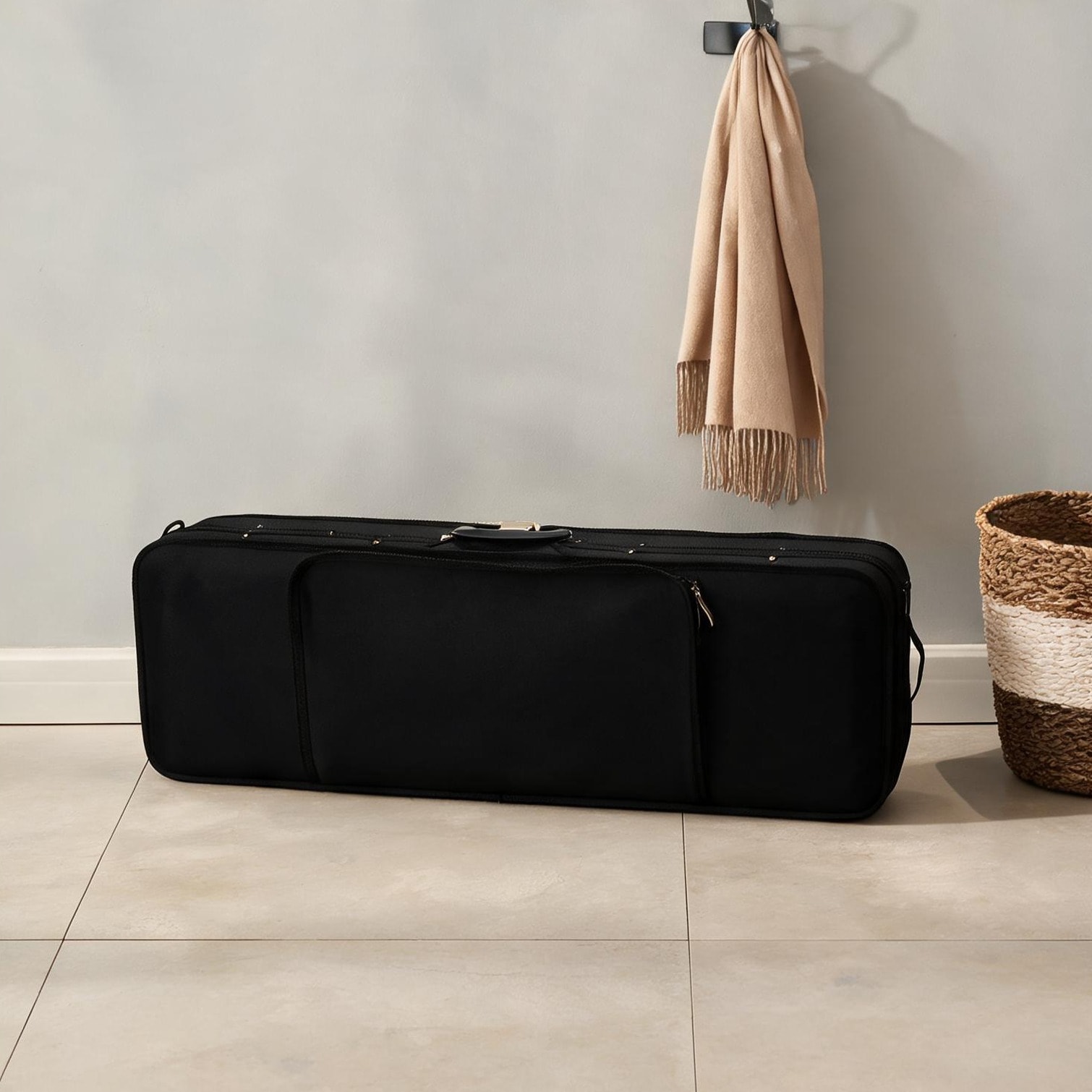 Watnature 30.3 x 10.2 x 4.7 in Music and Art Musical featuring secure transport with Deep black nylon violin case