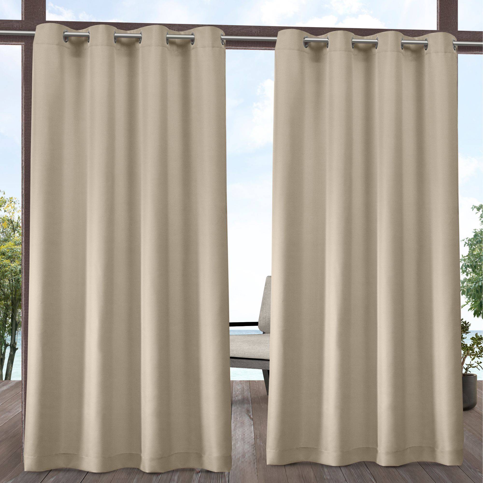 Exclusive Home EH8112-15-2108G 108-in Outdoor Natural Light filtering Grommet Curtain panel pair