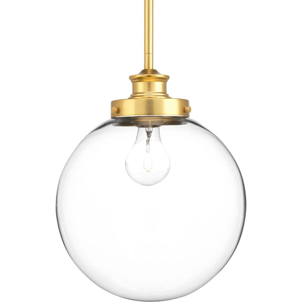 Penn Natural Brass Pendant with Clear Glass Globe