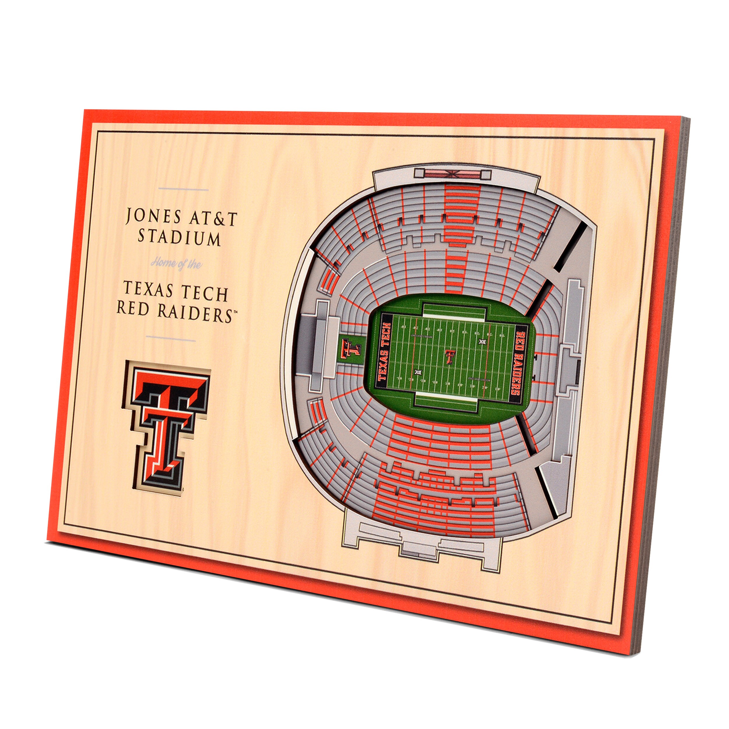 StadiumViews 8490860 Texas Tech Red Raiders YouTheFan NCAA Texas Tech Red Raiders 3D Desktop Display - Jones ATT Stadium YouTheFan Team Colors Floater frame 8-Inches H x 12-Inches W Sports 3D art