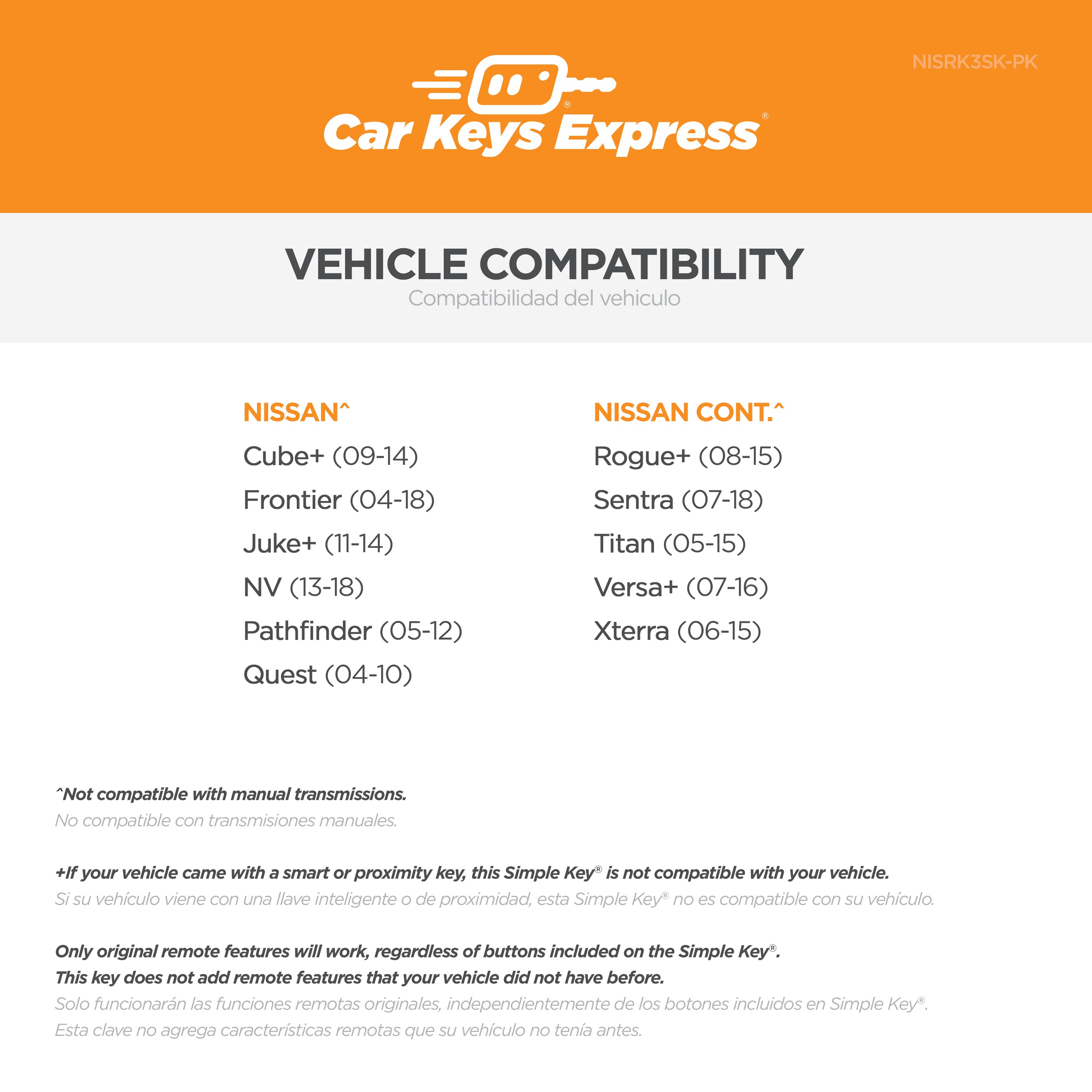 Car Keys Express NISRK3SK-PK c060438 - View #2