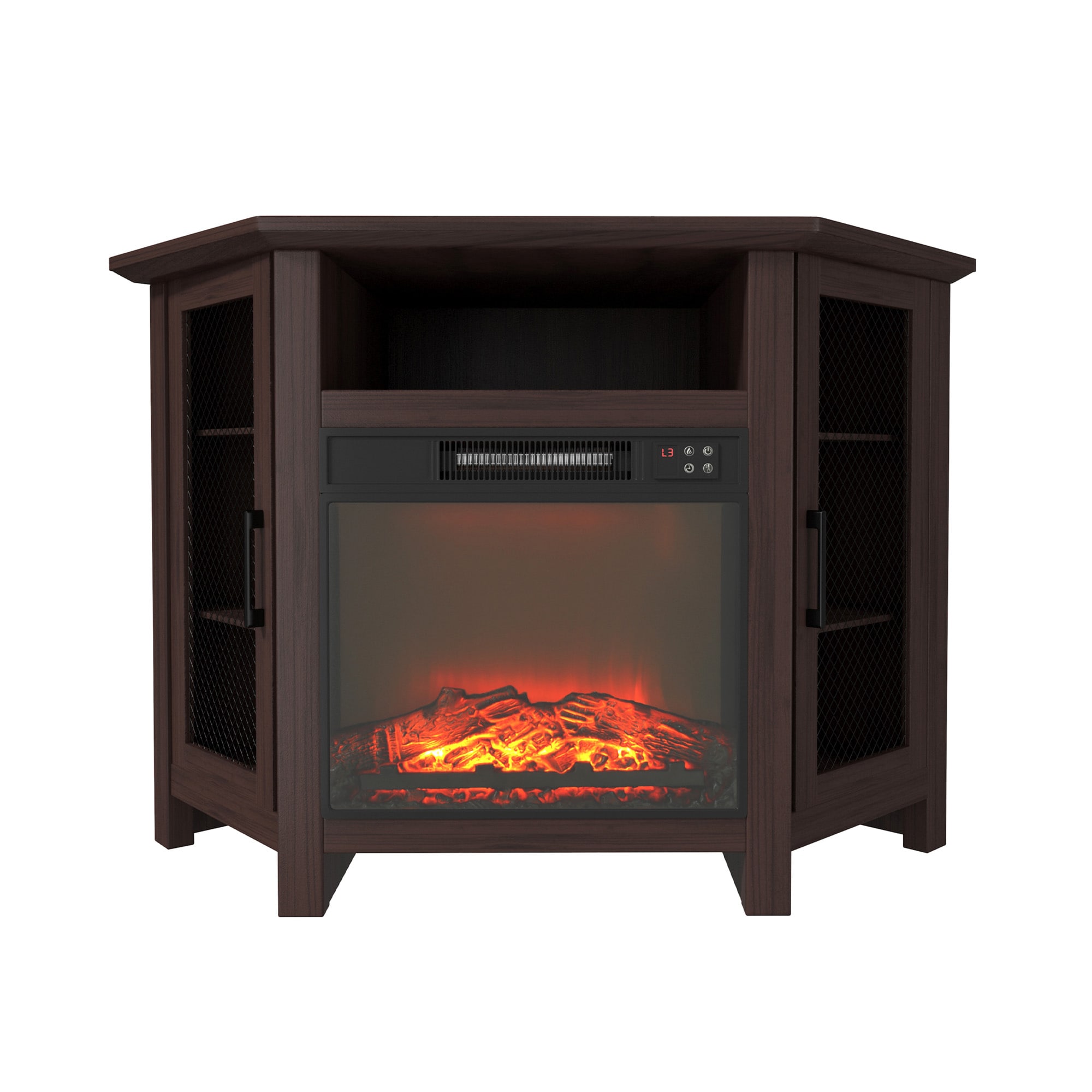 CASAINC CA-TVS050-RSO 44.45-Inches W Brown TV Stand with Fan-forced Flat wall Electric Fireplace with Remote Control Included
