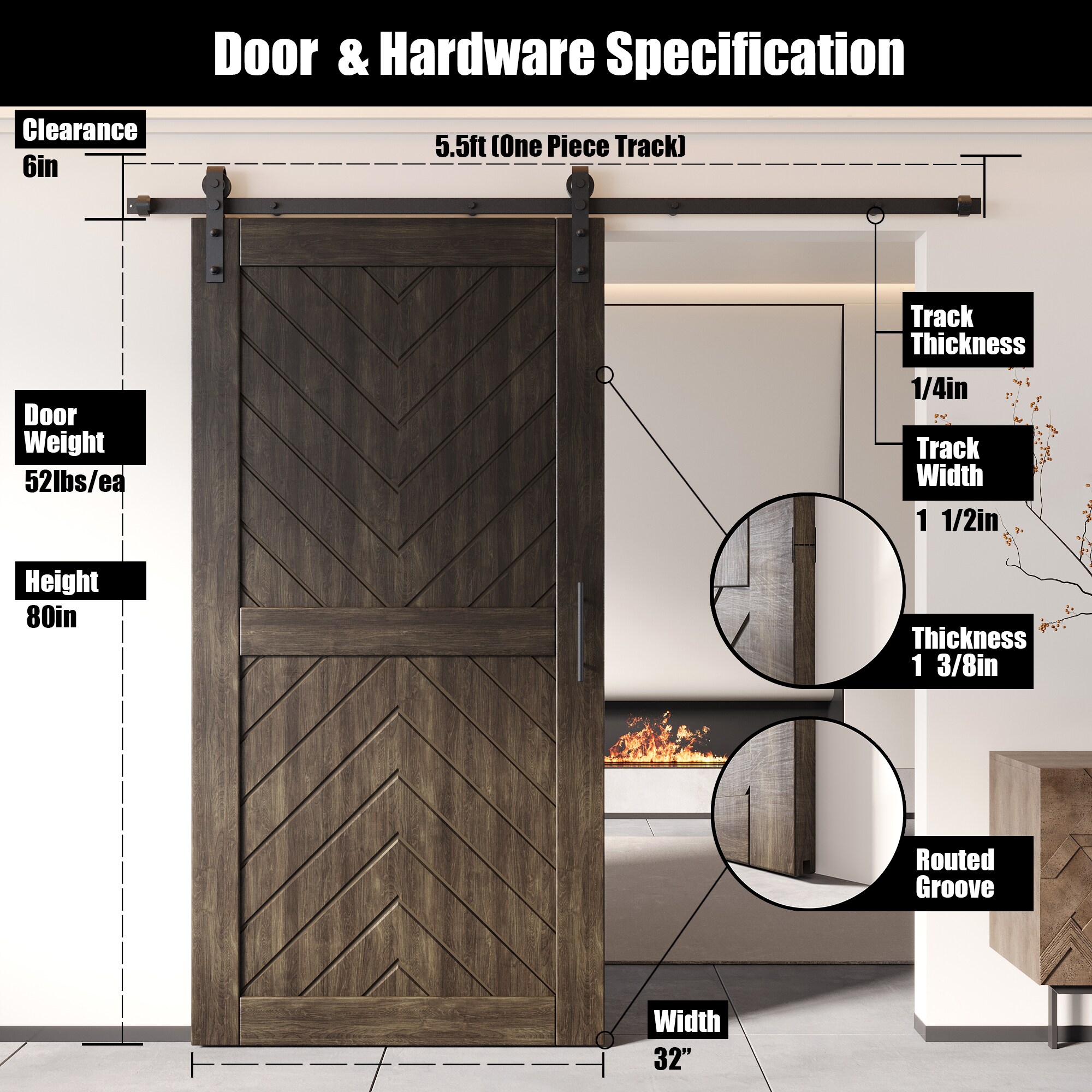 HOMACER YT1H066C-JT4-3280-EB Barn-Doors - View #2