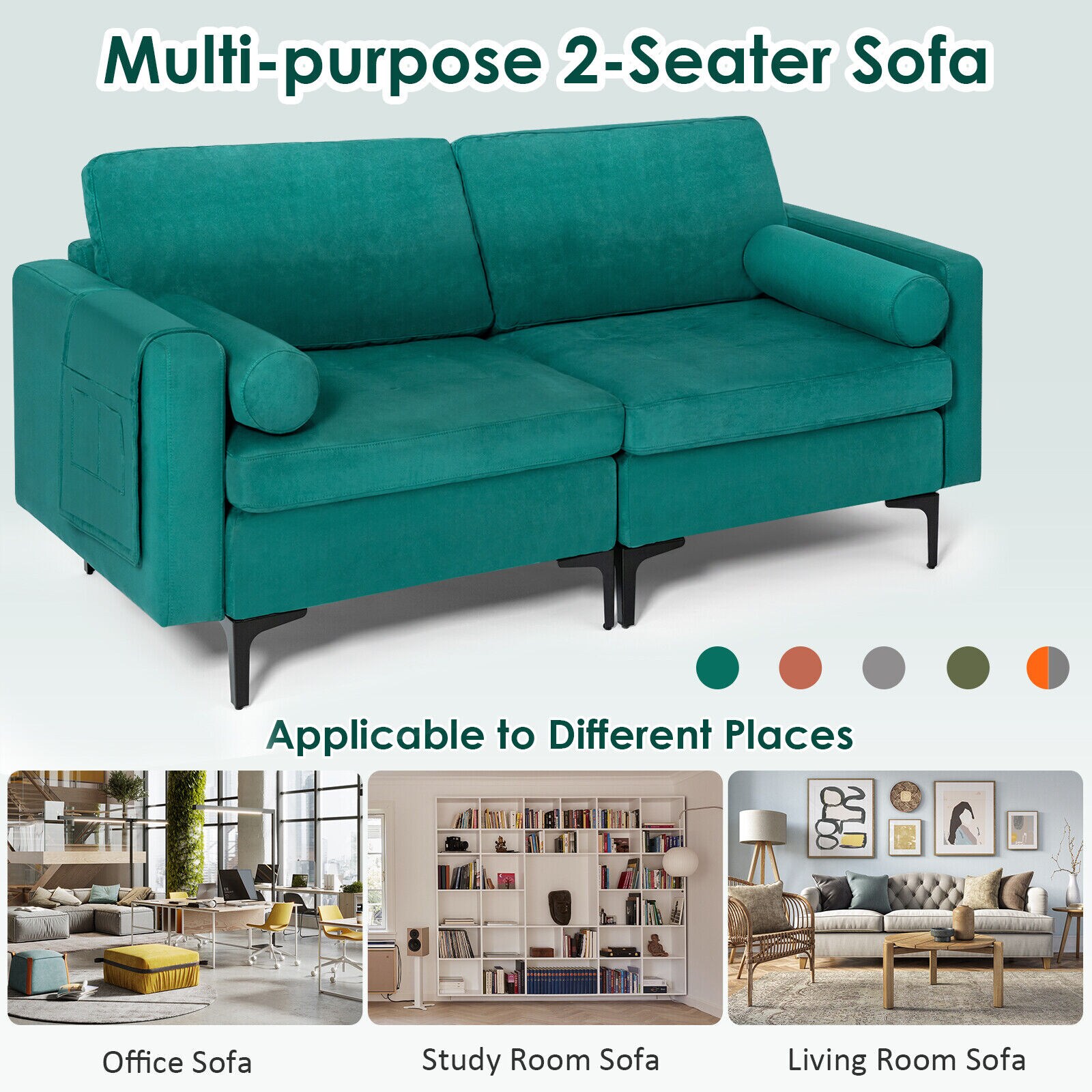 SUGIFT Modular 1 2 3 4-Seat L-Shaped Sectional Sofa Couch with Built-In ...