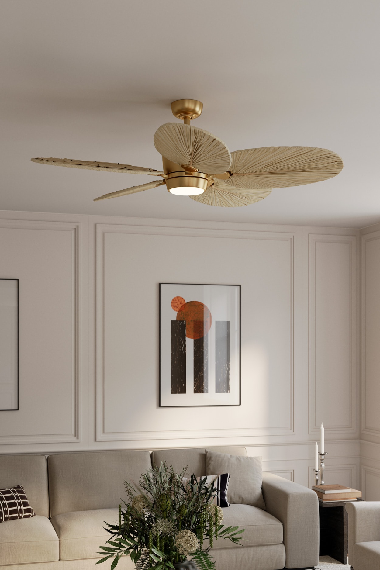 Minka Aire Portesa 60-in Heritage Brass LED Ceiling Fan With Light and Remote Control Included Sansujyuku sansujyuku.com