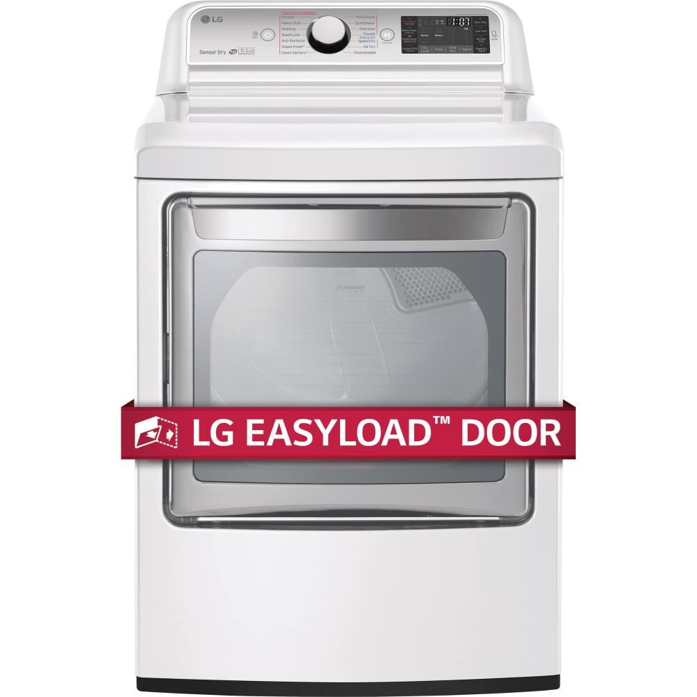 LG TurboSteam EasyLoad 7.3cu ft Steam Cycle Electric Dryer (White