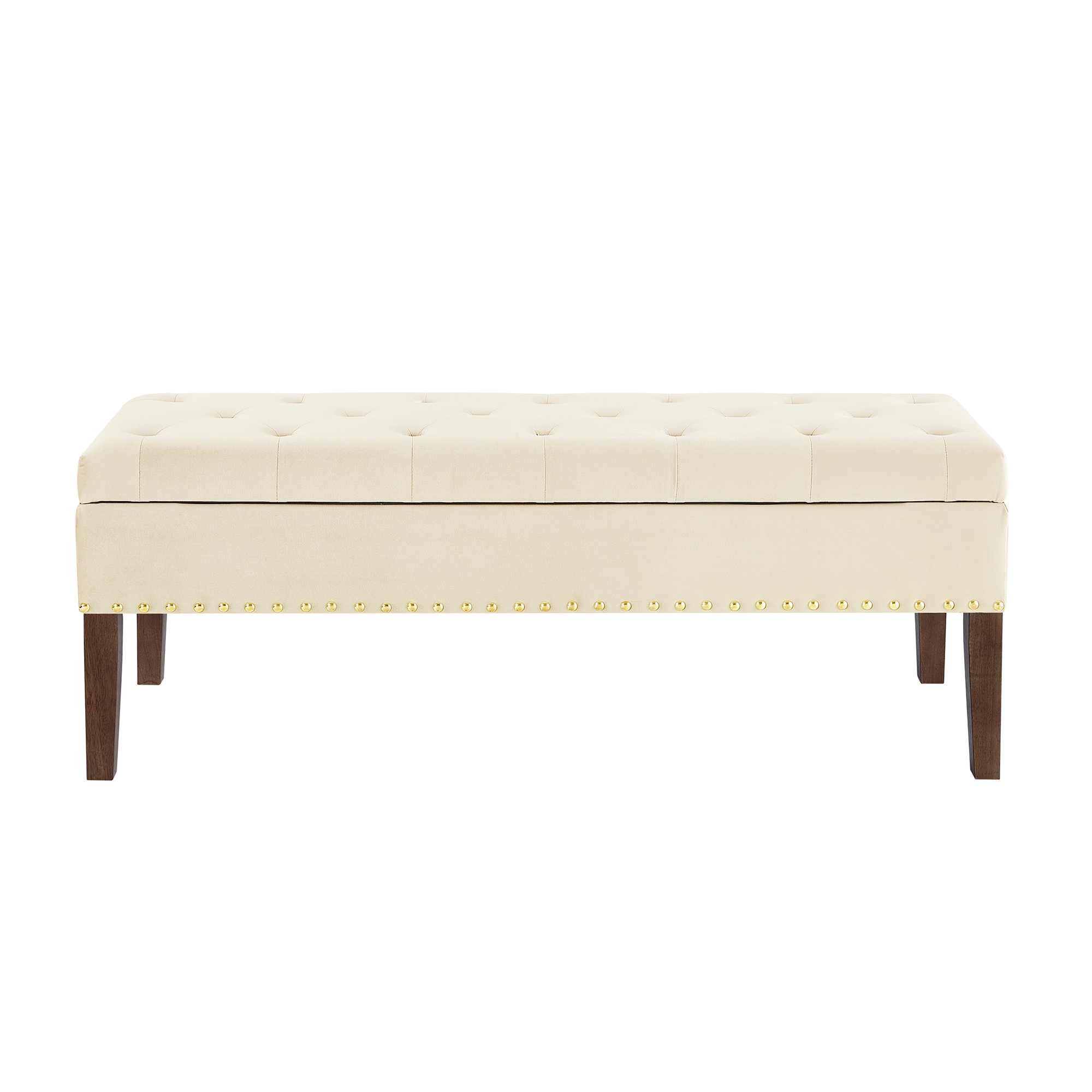 SINOFURN SYA330154WD Modern Cream Accent Bench with Storage 48-in x 18-in x 18.5-in