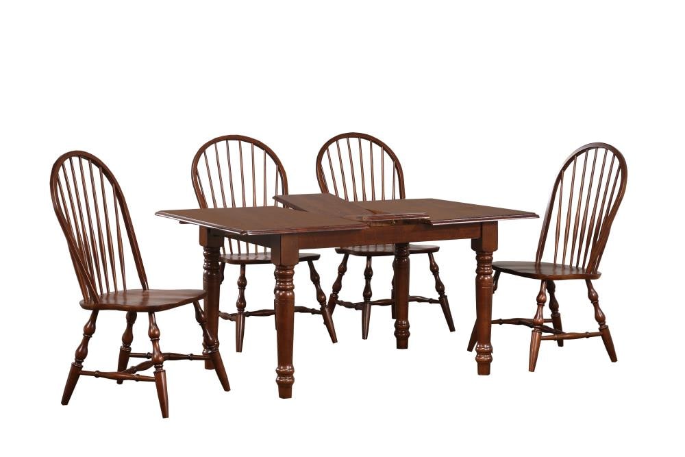 Sunset Trading DLUTLB3660C30CT5PC Andrews Distressed Chestnut Brown Traditional Dining Room Set with Rectangular Table (Seats 6)