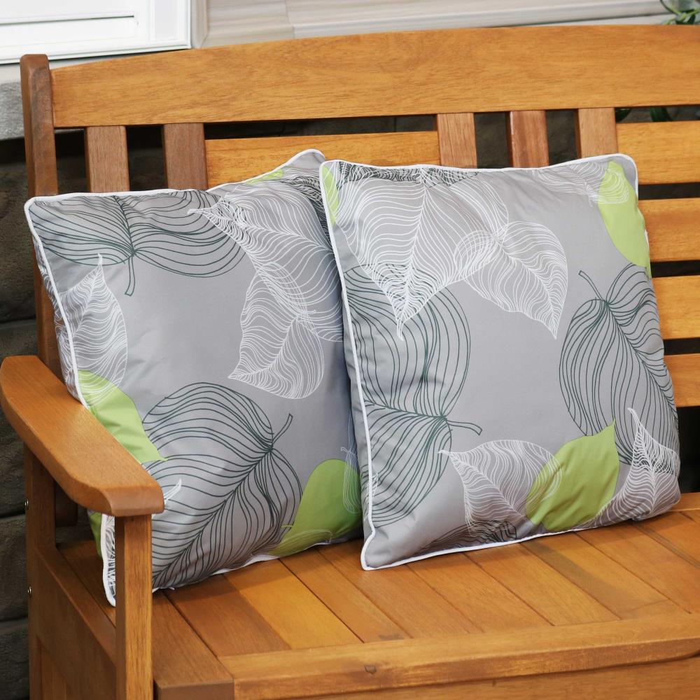 Sunnydaze Outdoor Square Accent Decorative Throw Pillows for Patio or Living Room Furniture - 16" - Lush Foliage - 2pk