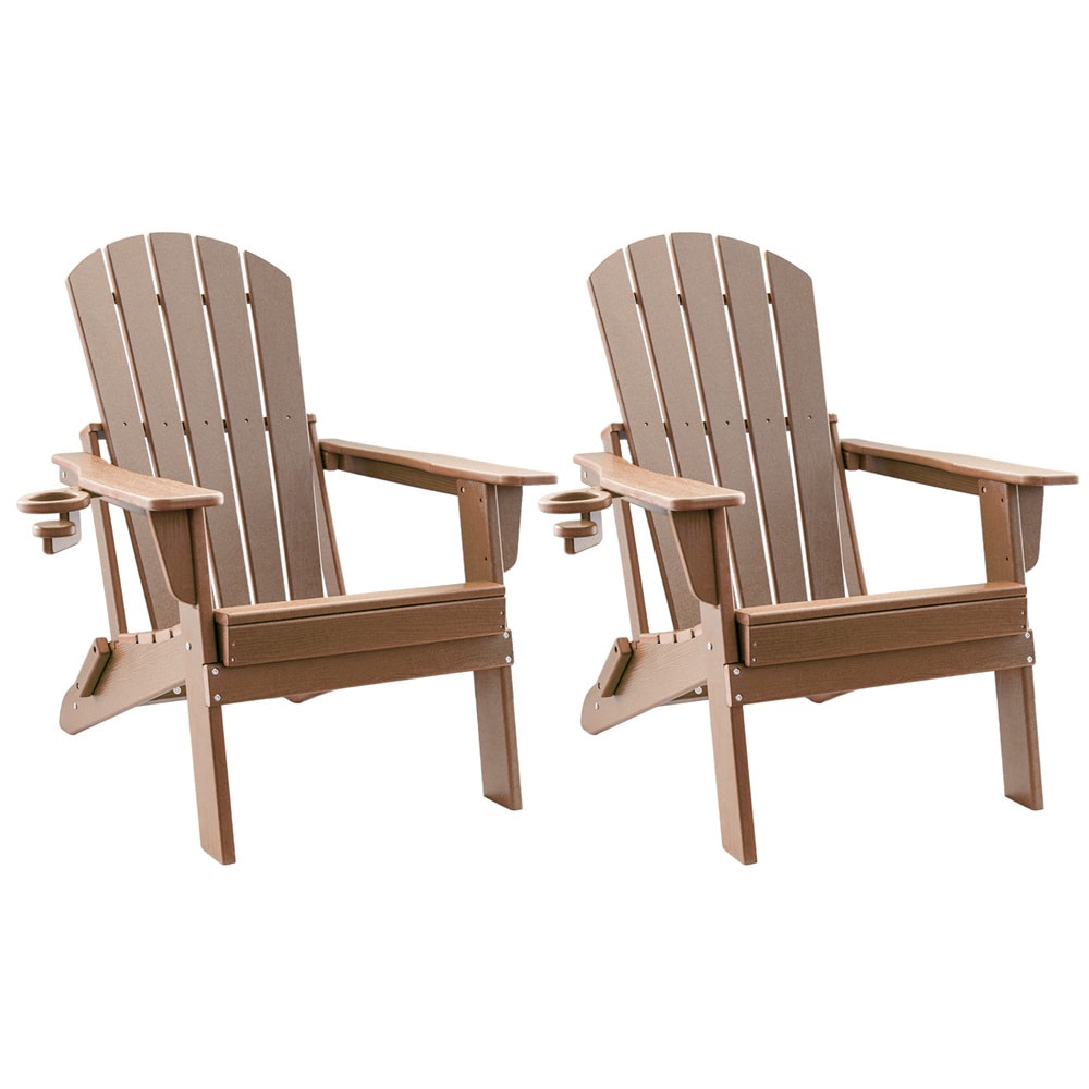 Upland YYFAC-TK2 Adirondack Chair Set of 2 Teak HDPE Frame Swivel Adirondack Chair with Solid Seat