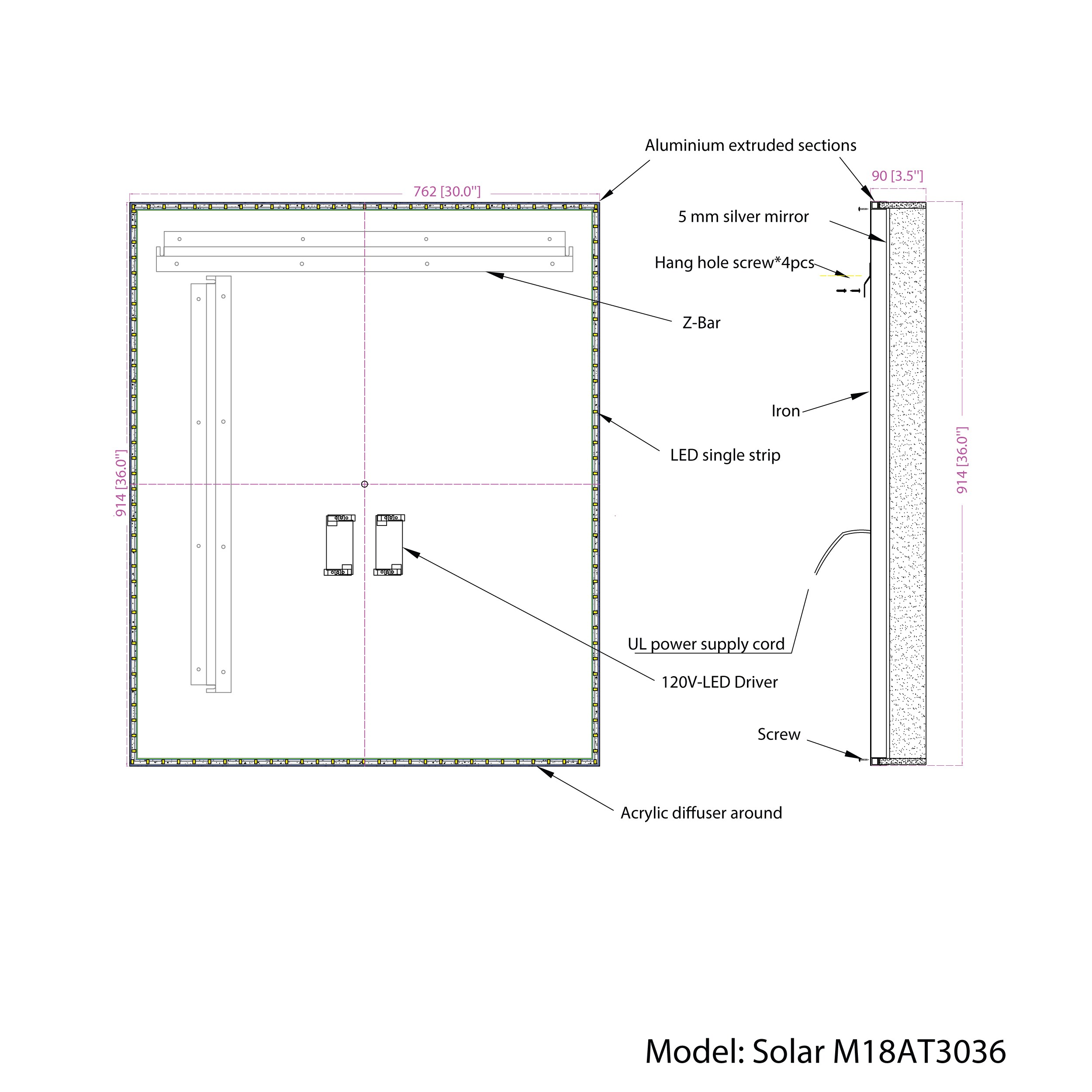 Dyconn Faucet M18AT3036 Framed-Bath-Mirrors - View #7