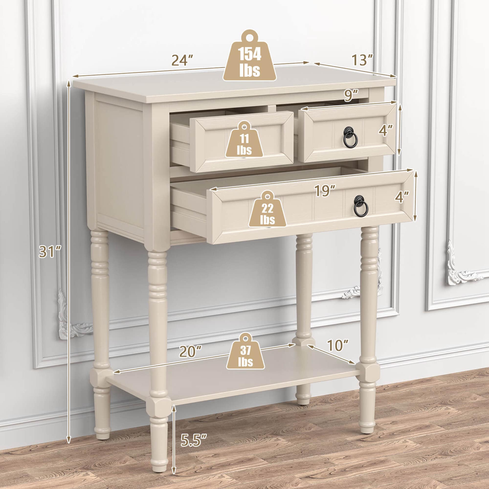 Costway CLS00030 Console-Sofa-Tables - View #2